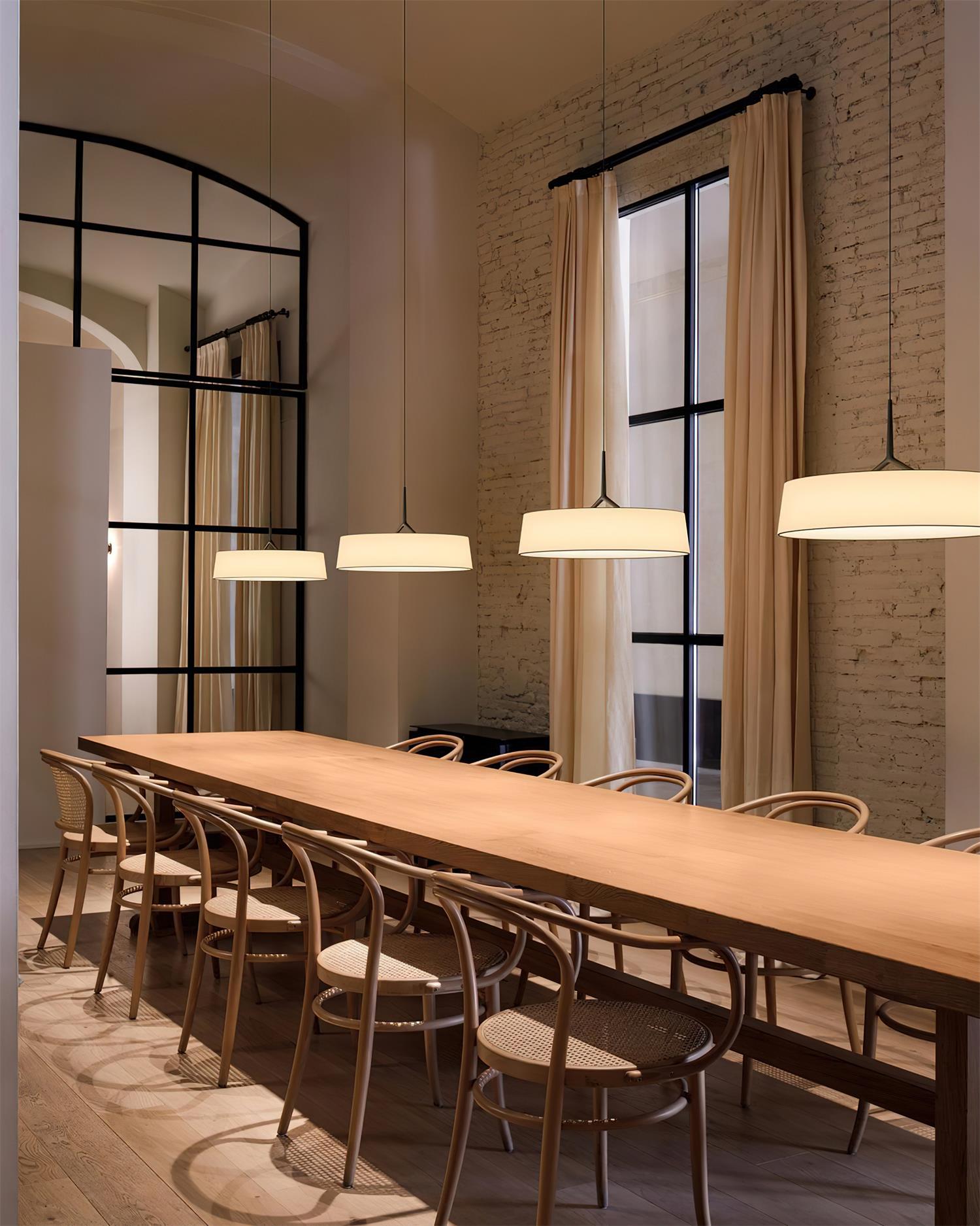 Pendant Light White Fabric Drum Black - Neutralighting