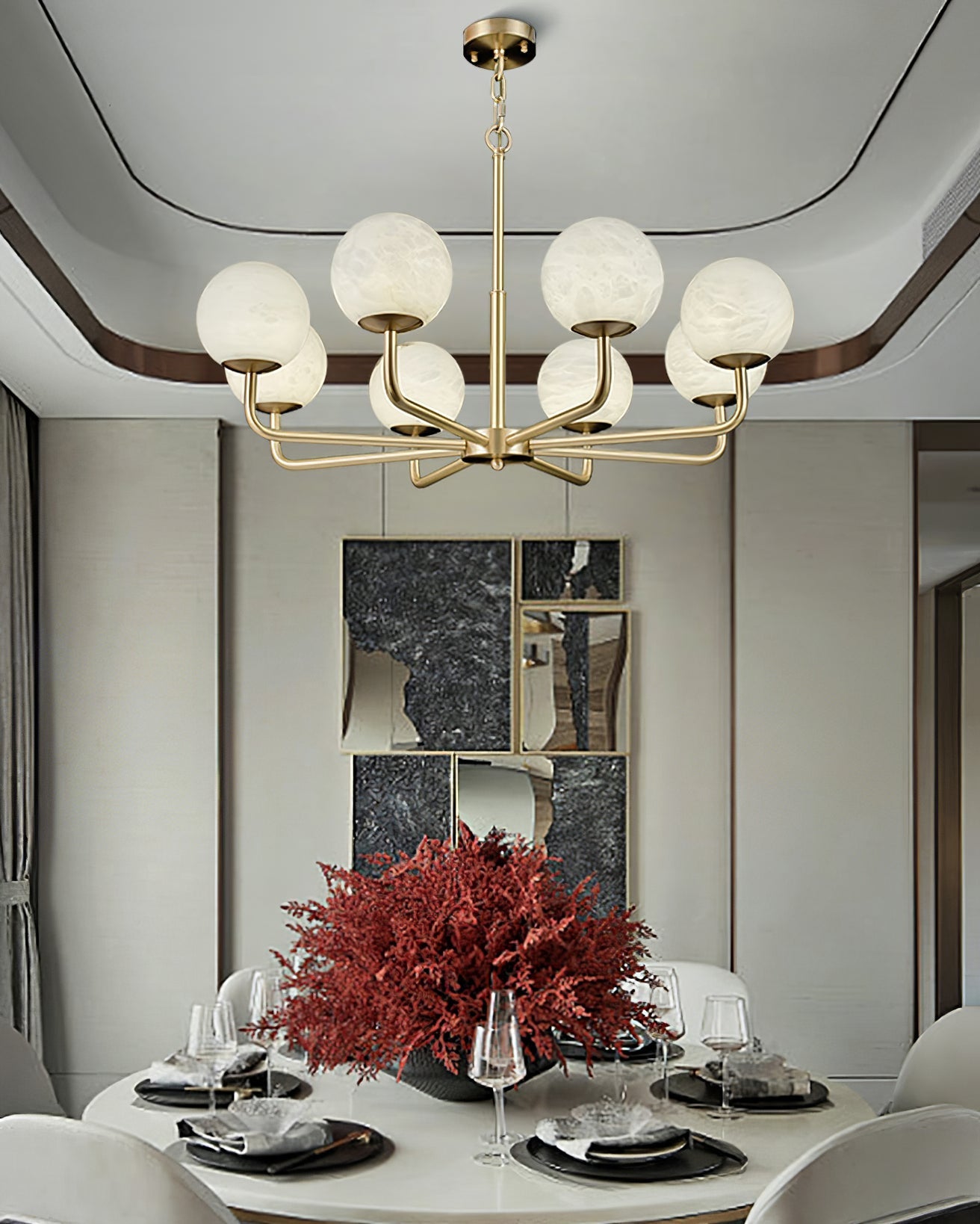 Erich Chandelier Alabaster Globe Elegance - Neutralighting