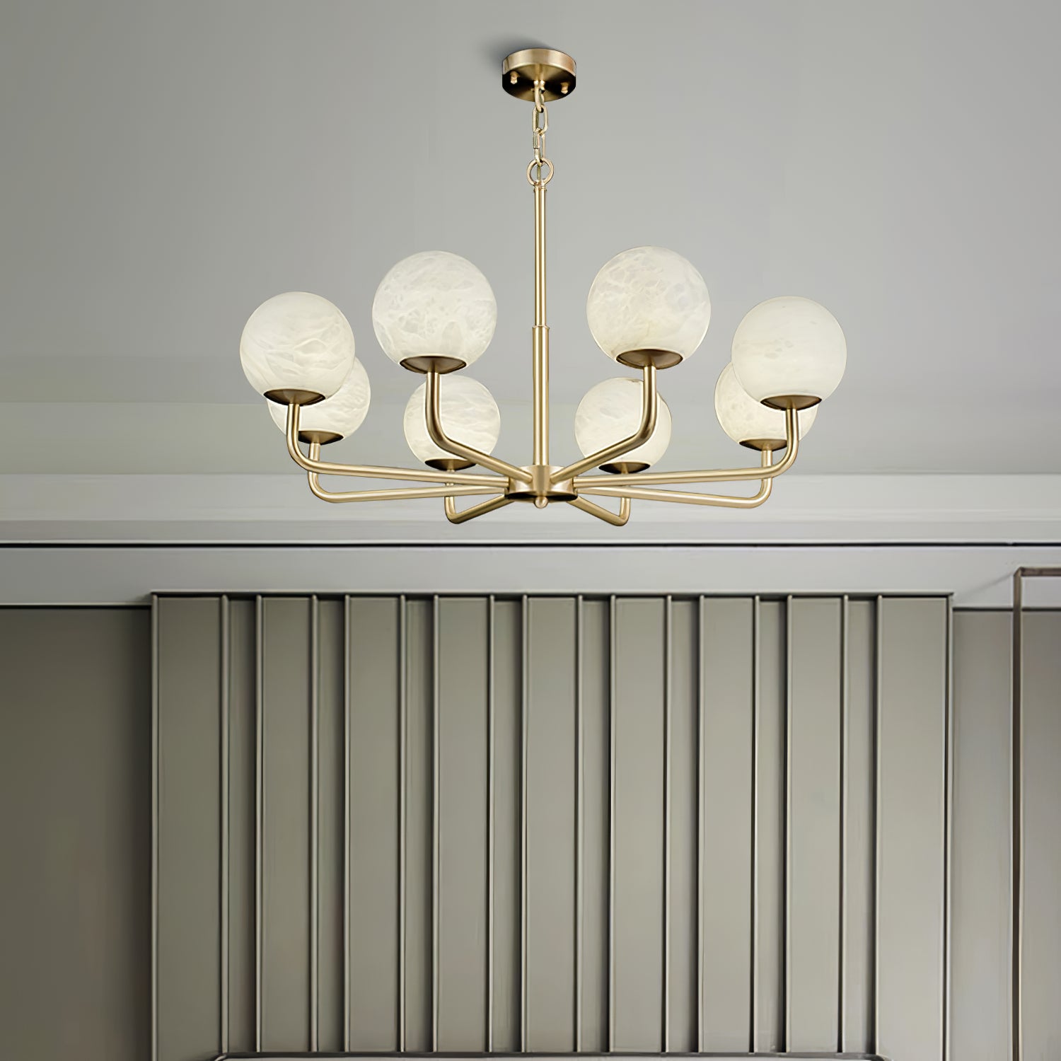 Erich Chandelier Alabaster Globe Elegance - Neutralighting