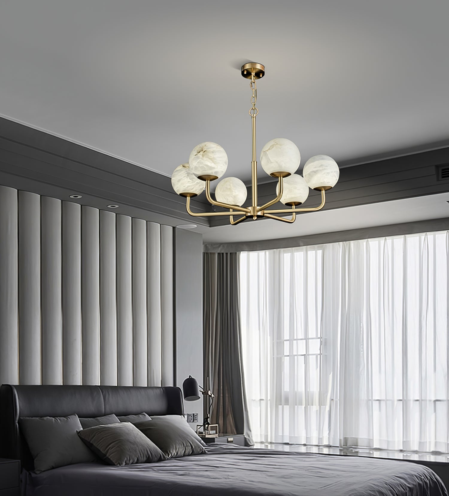 Erich Chandelier Alabaster Globe Elegance - Neutralighting