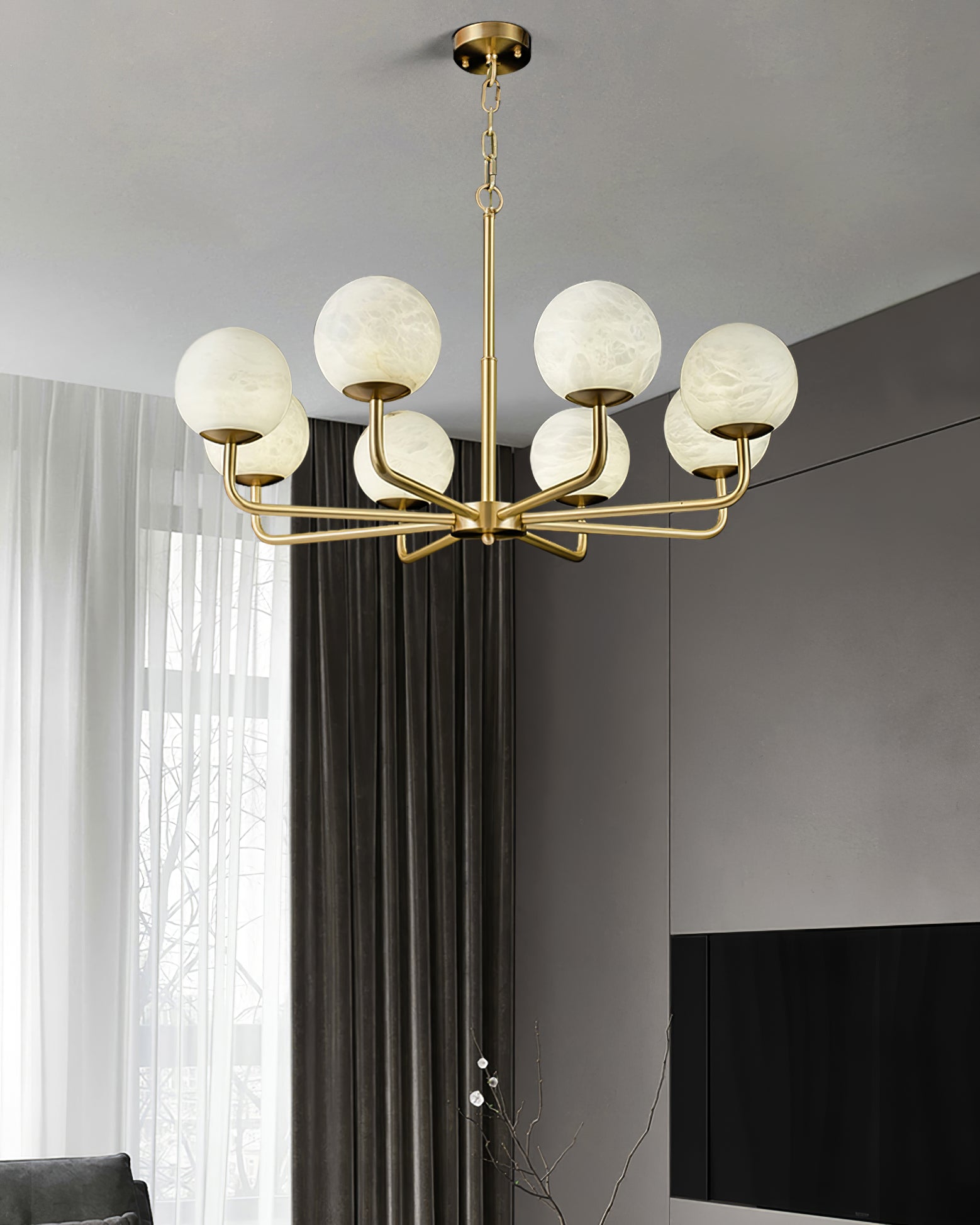Erich Chandelier Alabaster Globe Elegance - Neutralighting