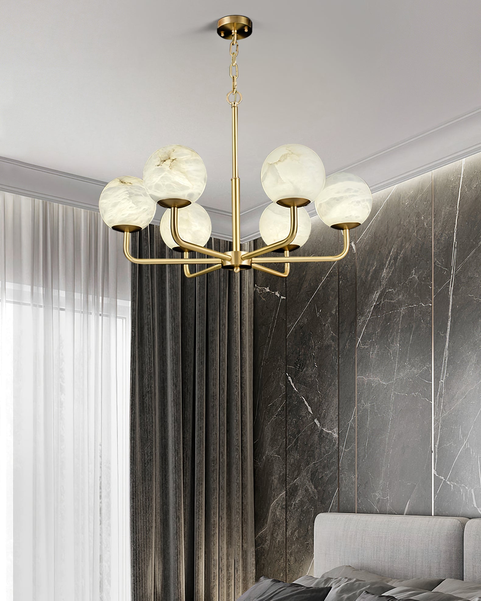 Erich Chandelier Alabaster Globe Elegance - Neutralighting