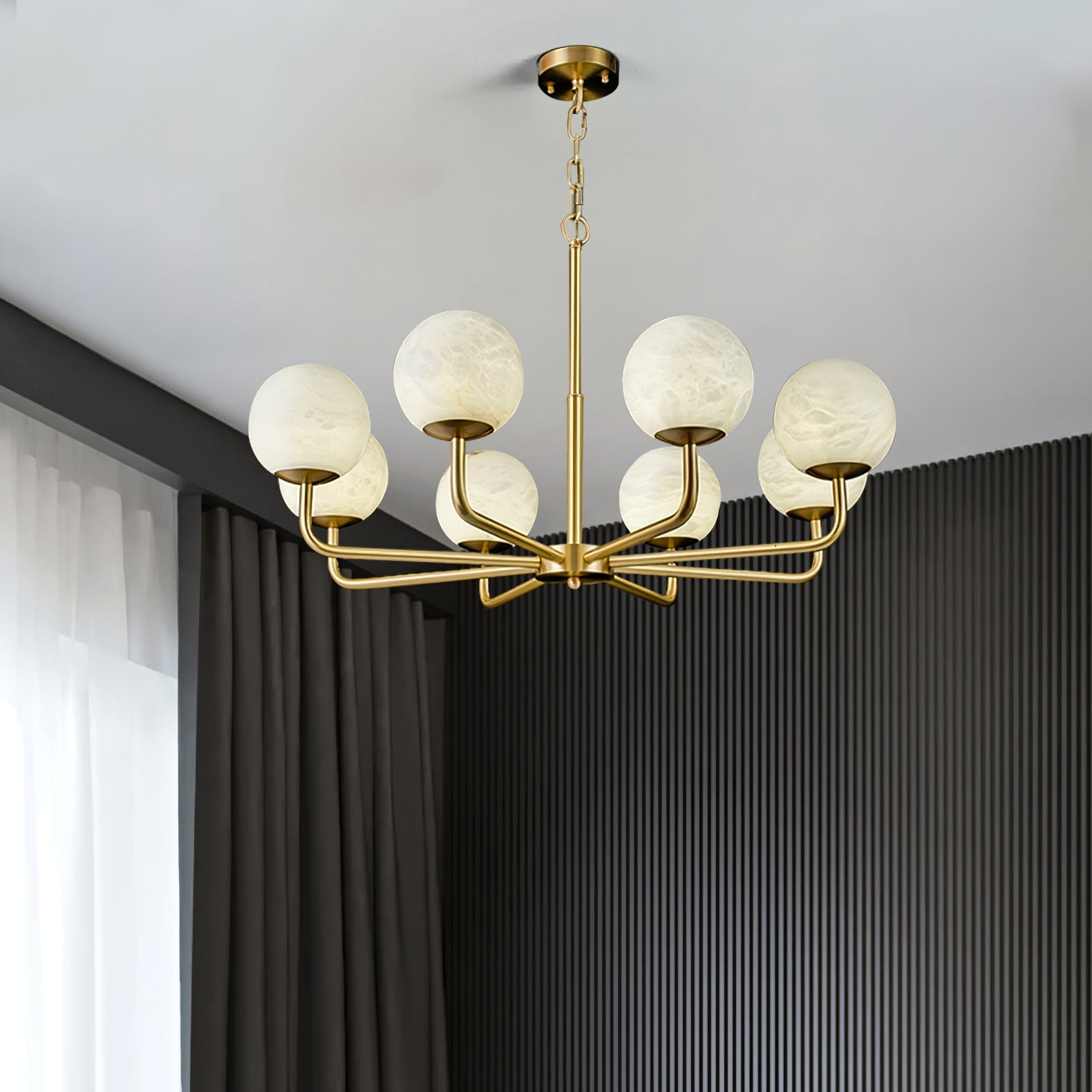 Erich Chandelier Alabaster Globe Elegance - Neutralighting