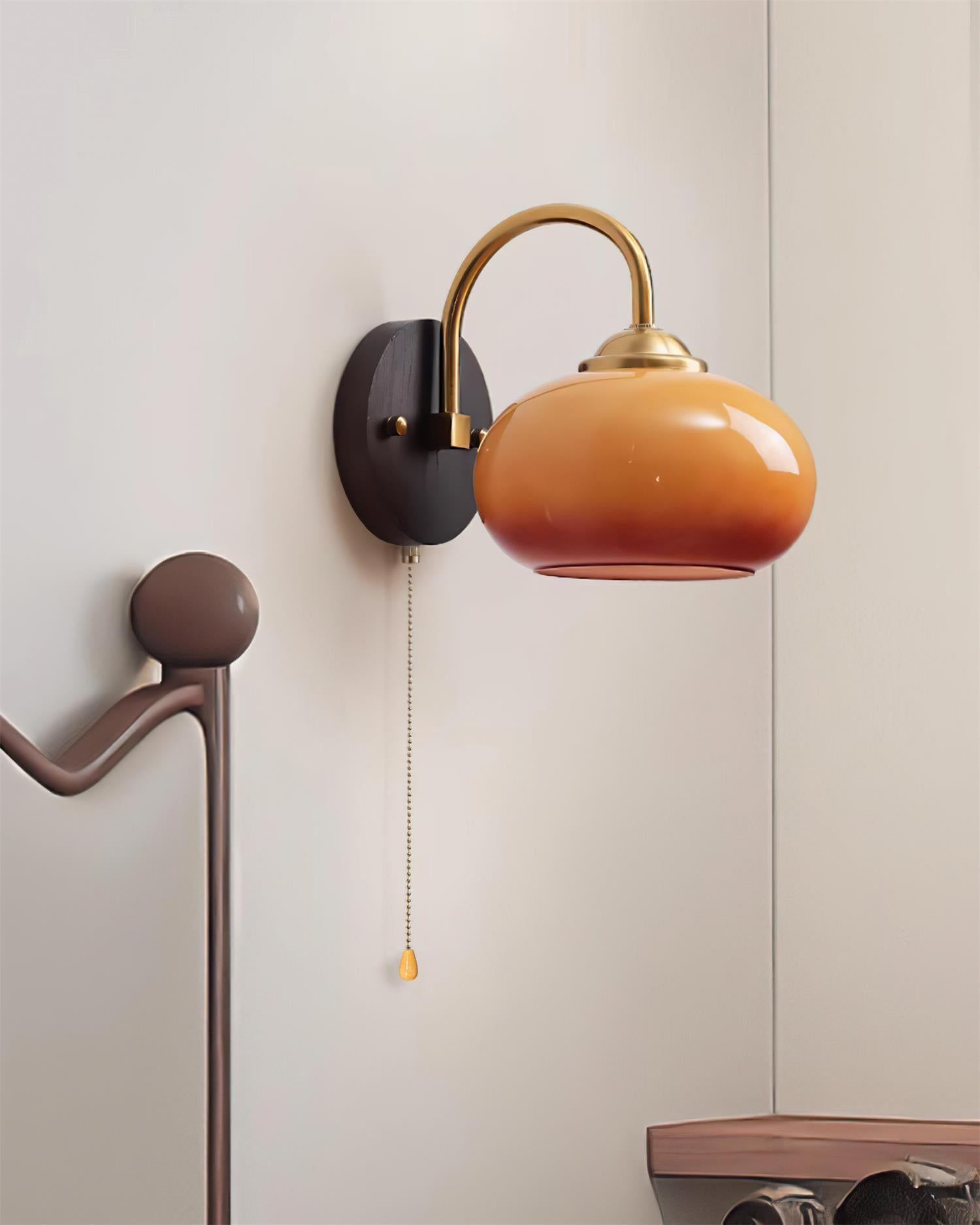 Wall Lamp Arched Arm Glass Dome Shade Vintage Accent Modern Touch - Neutralighting