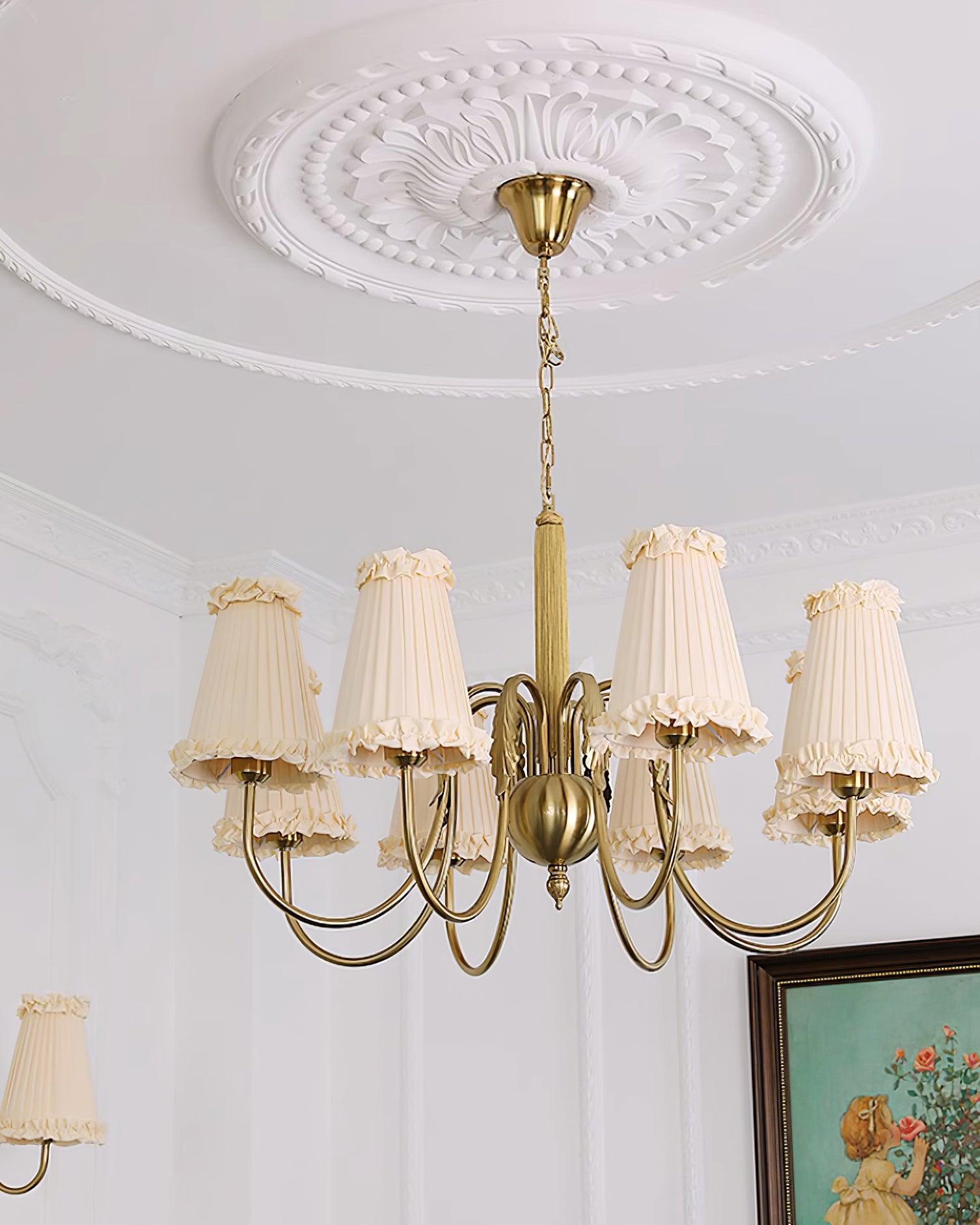 Faylin Vintage Brass Chandelier with Pleated Shades - Neutralighting