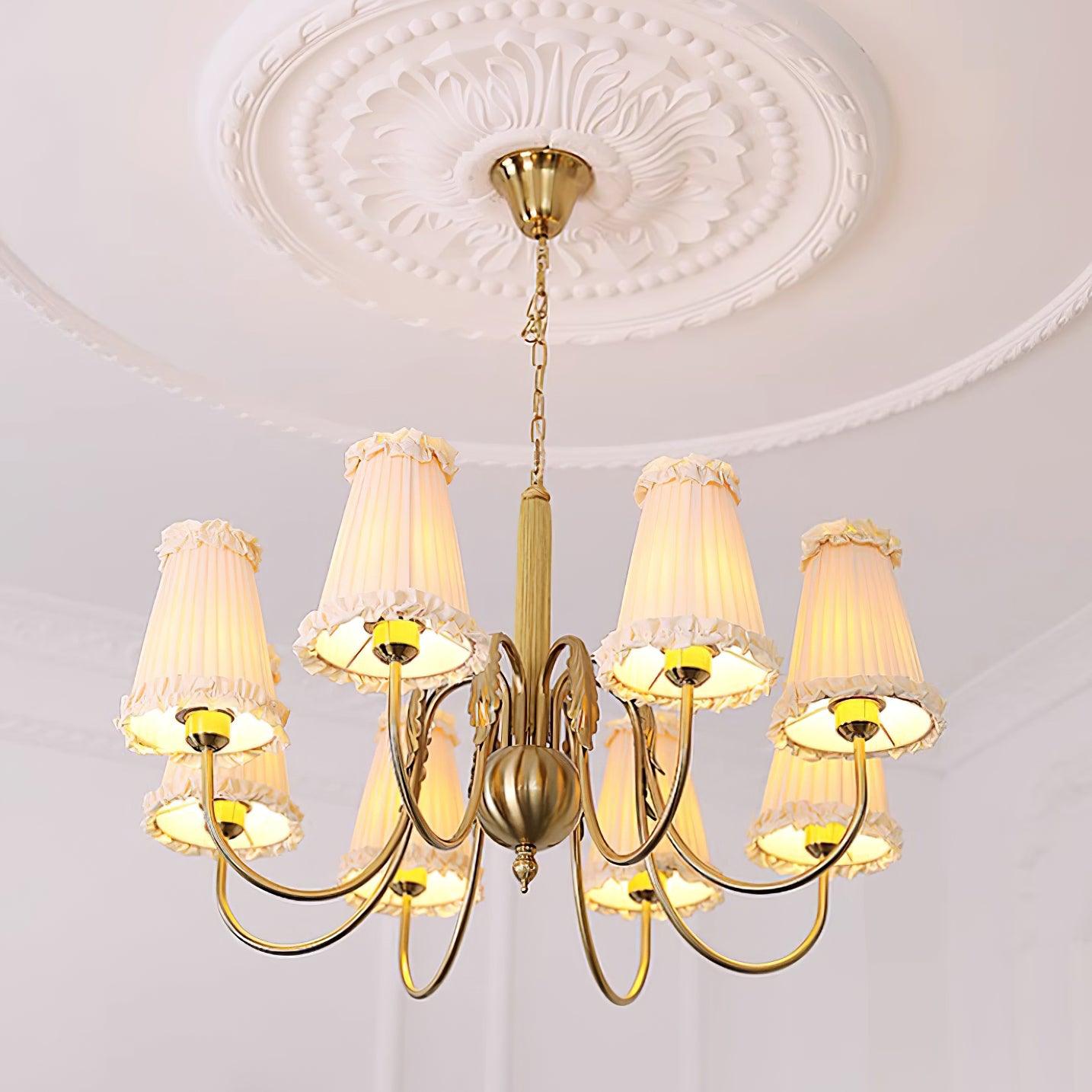 Faylin Vintage Brass Chandelier with Pleated Shades - Neutralighting
