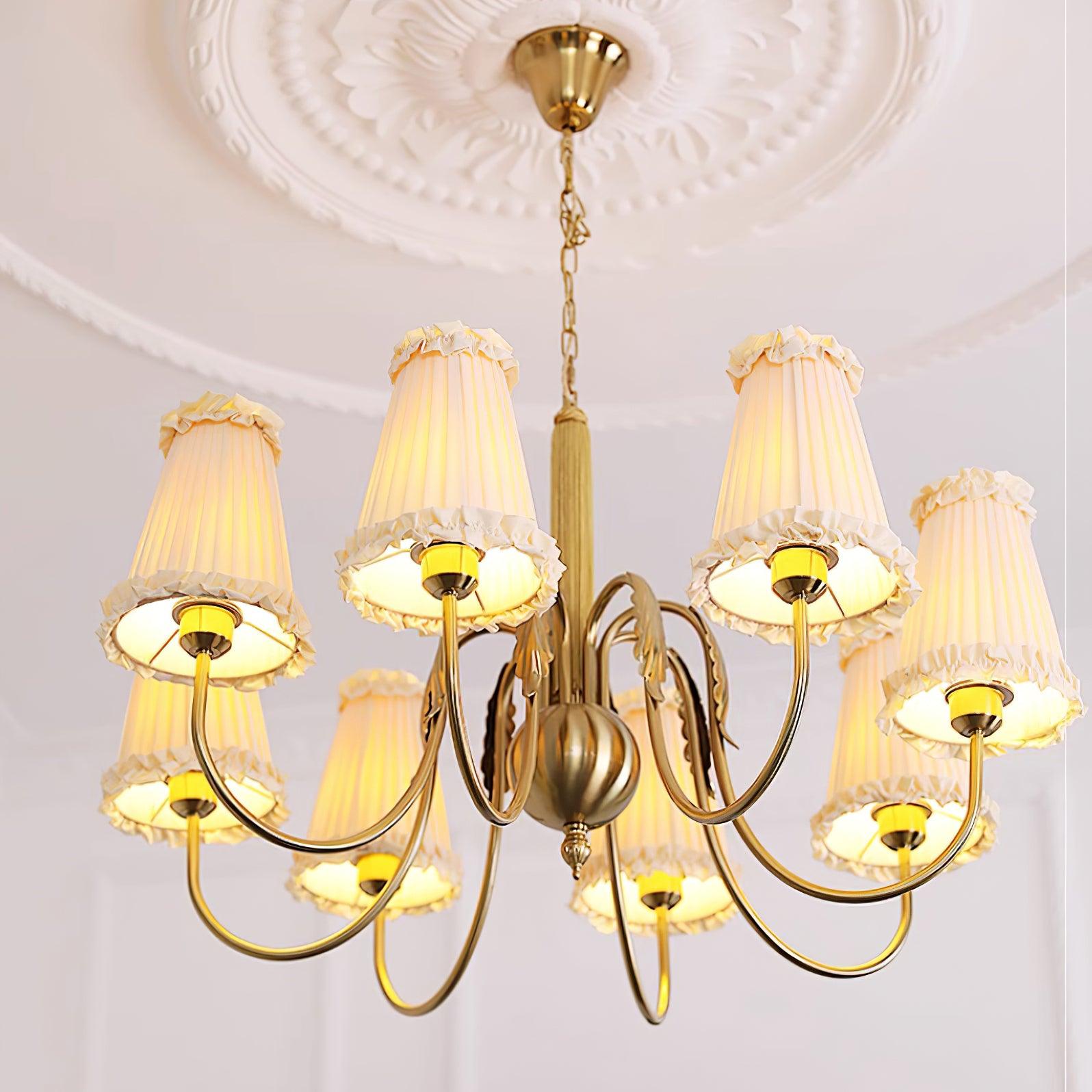 Faylin Vintage Brass Chandelier with Pleated Shades - Neutralighting
