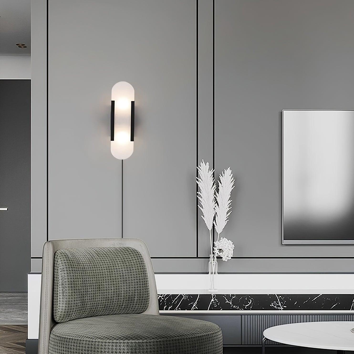 Kristy Luxury Elongated Alabaster Wall Lamp Copper Brass Black - Neutralighting