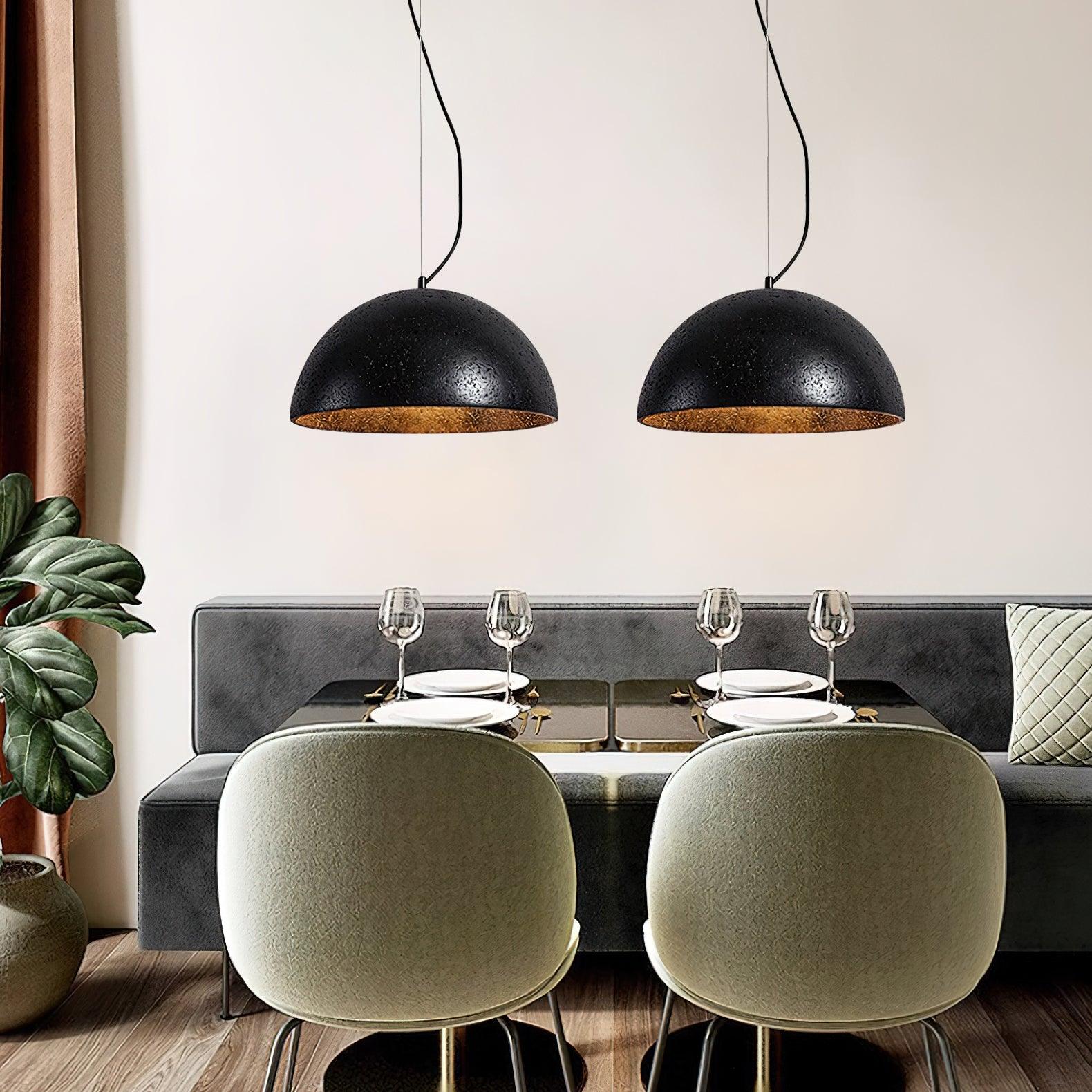 Ritta Pendant Light Travertine Dome Shade Industrial - Neutralighting