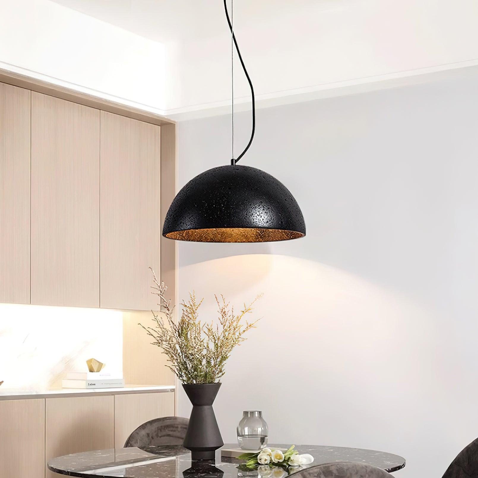 Ritta Pendant Light Travertine Dome Shade Industrial - Neutralighting
