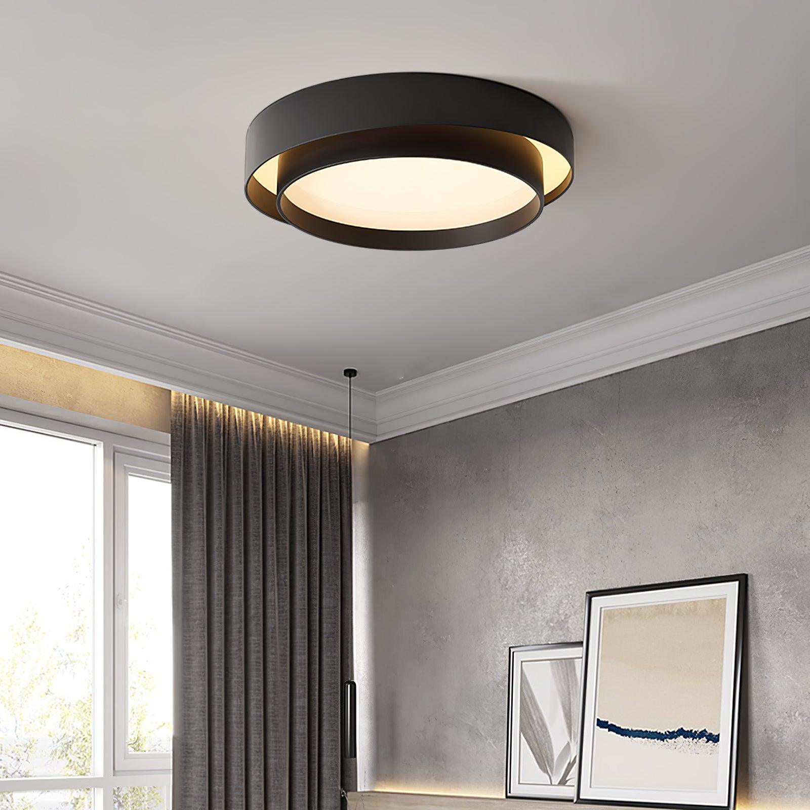 Orina Ceiling Lamp Double Ring Gray&Black&White Cylinder shape - Neutralighting