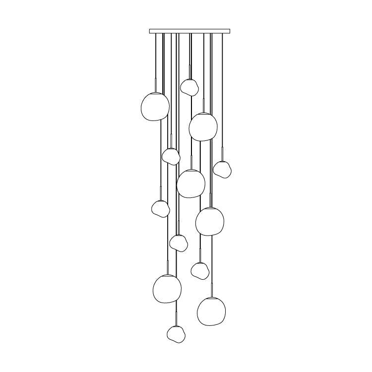 Solara Pendant Lamp Blown Glass Irregular Cluster Sculptural - Letslighting