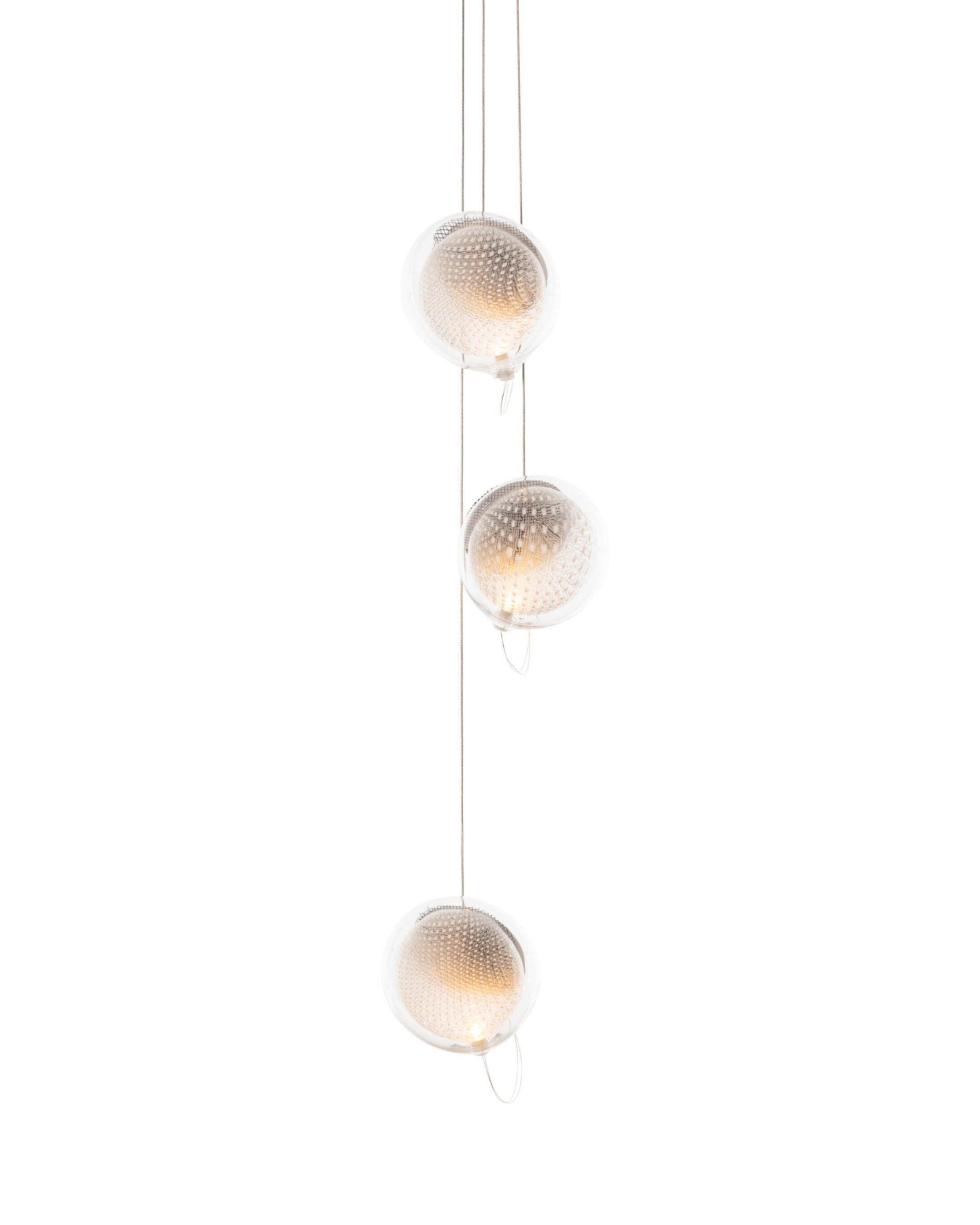 Chandelier Mesh Glass Orbs Cluster Metal Frame Modern Minimalist - Neutralighting