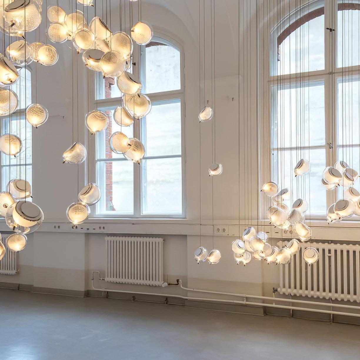Chandelier Mesh Glass Orbs Cluster Metal Frame Modern Minimalist - Neutralighting