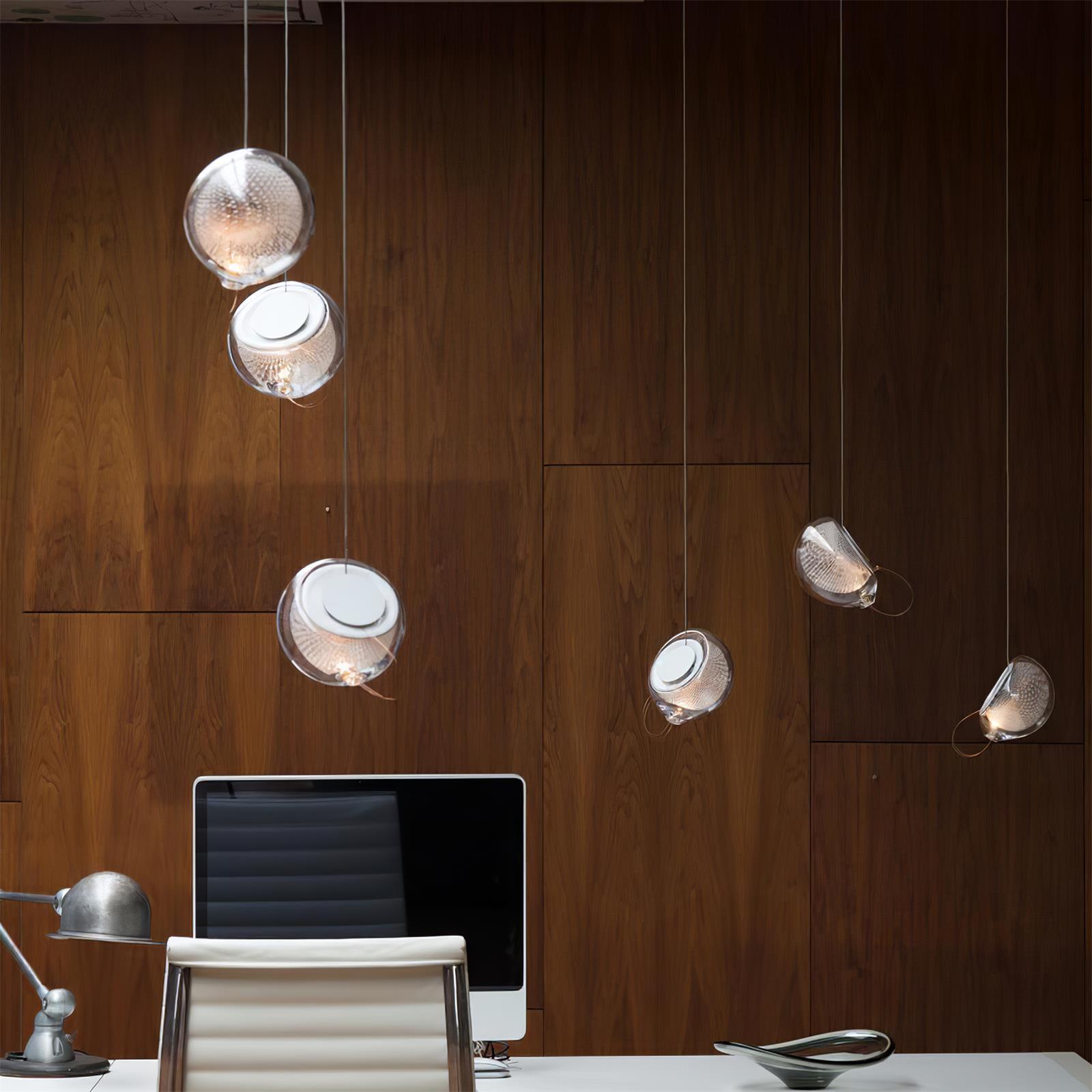 Chandelier Mesh Glass Orbs Cluster Metal Frame Modern Minimalist - Neutralighting