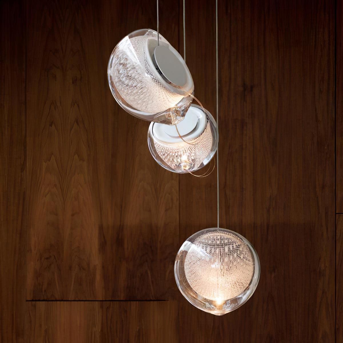 Chandelier Mesh Glass Orbs Cluster Metal Frame Modern Minimalist - Neutralighting