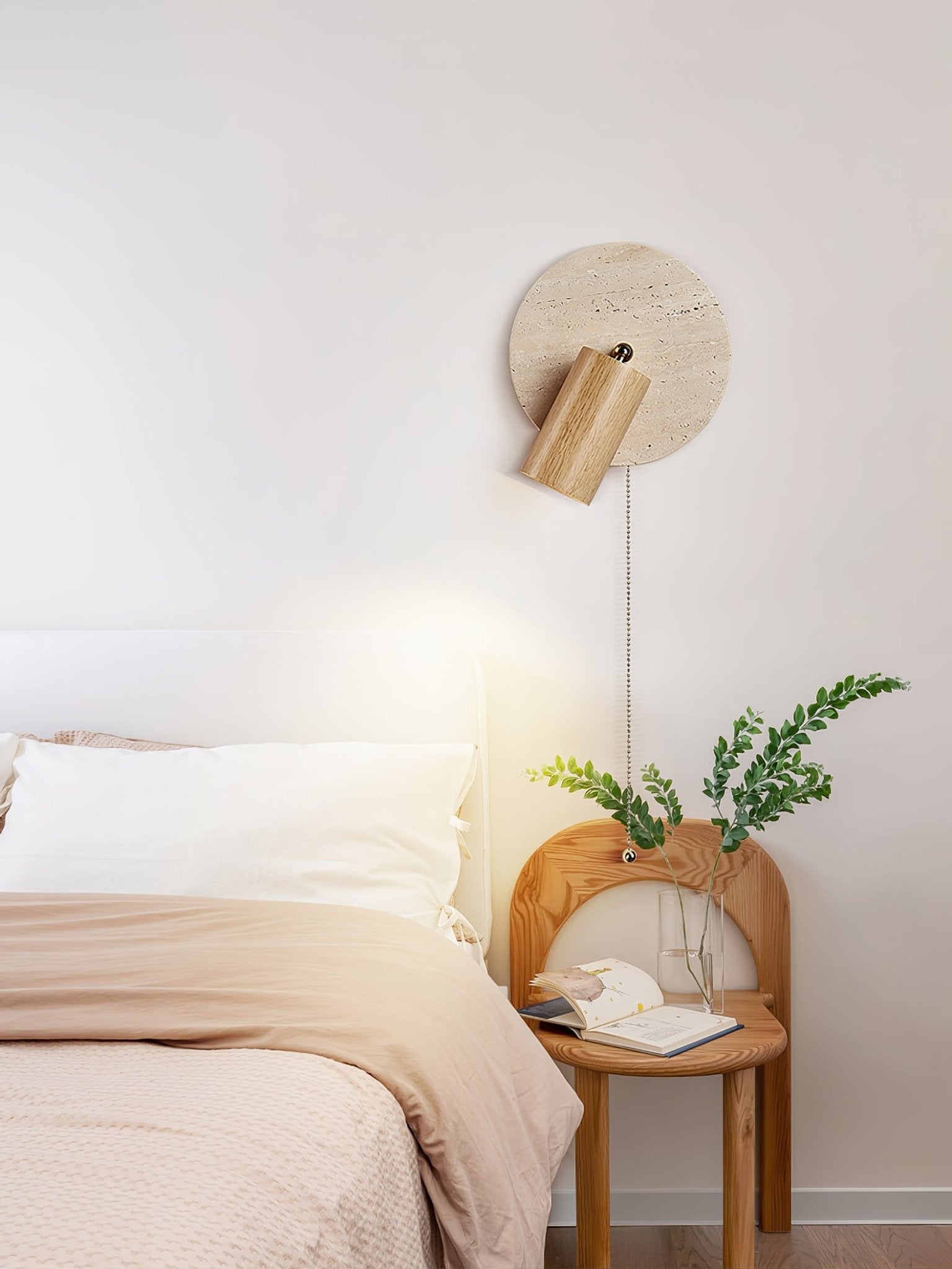 Evzoryra Disc Swing Travertine Wall Light - Neutralighting