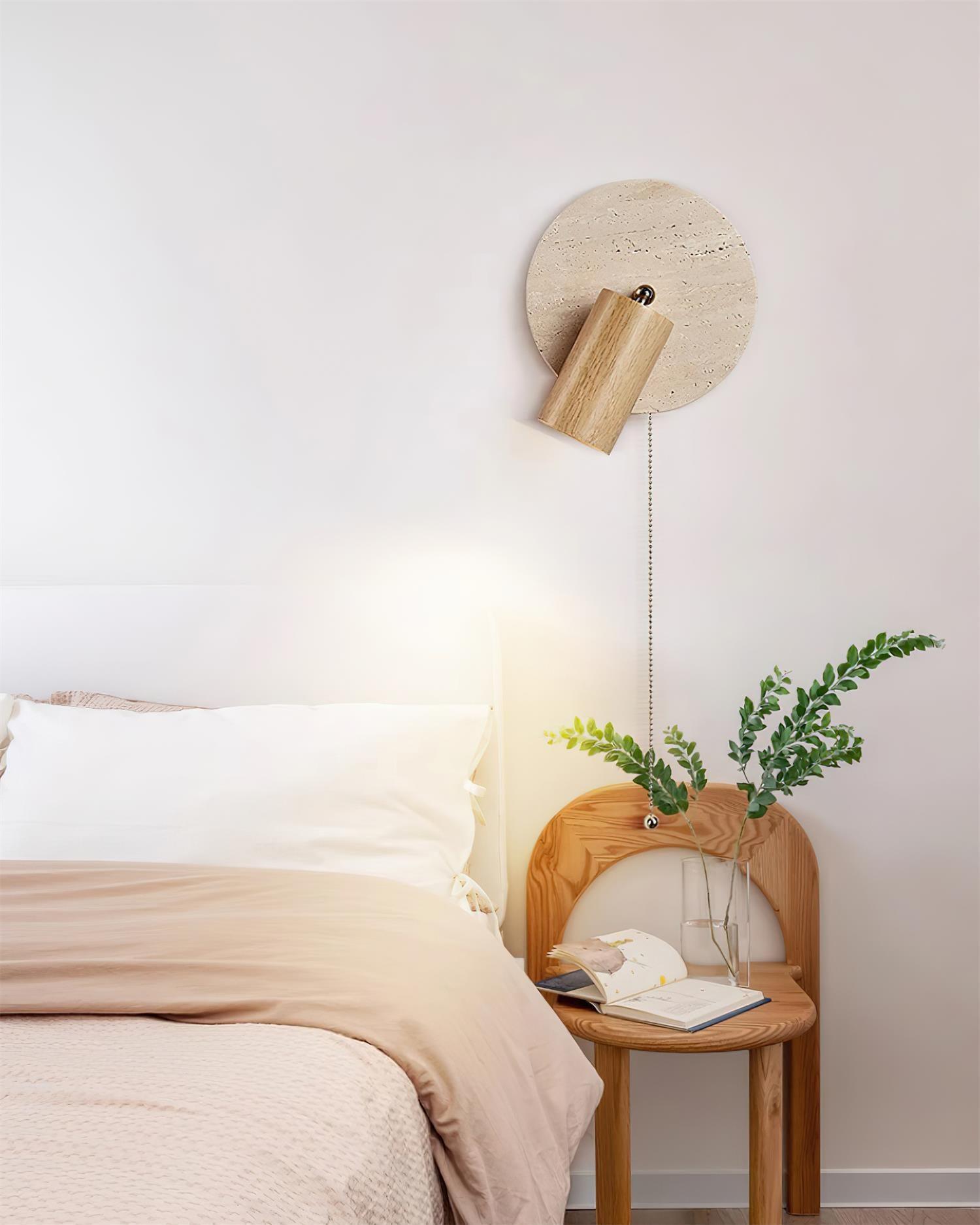 Evzoryra Disc Swing Travertine Wall Light - Neutralighting