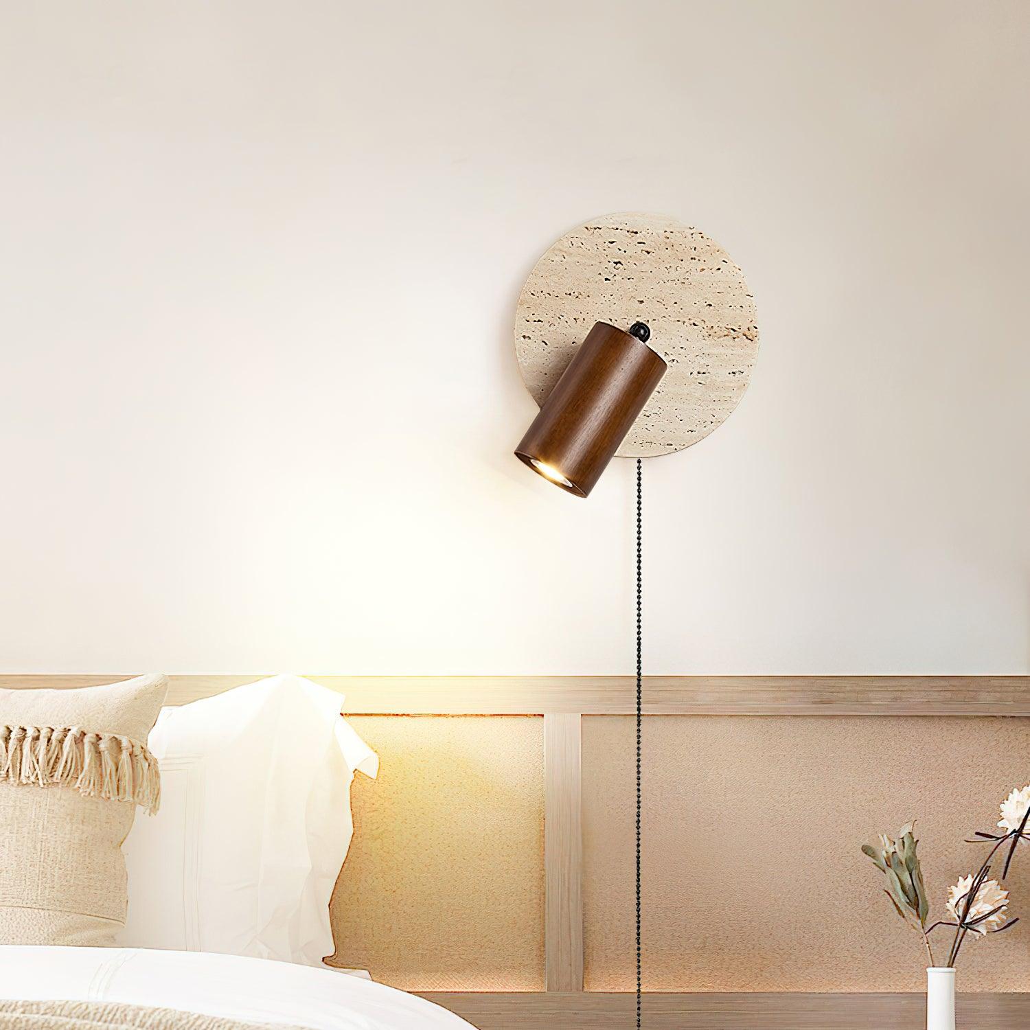 Evzoryra Disc Swing Travertine Wall Light - Neutralighting