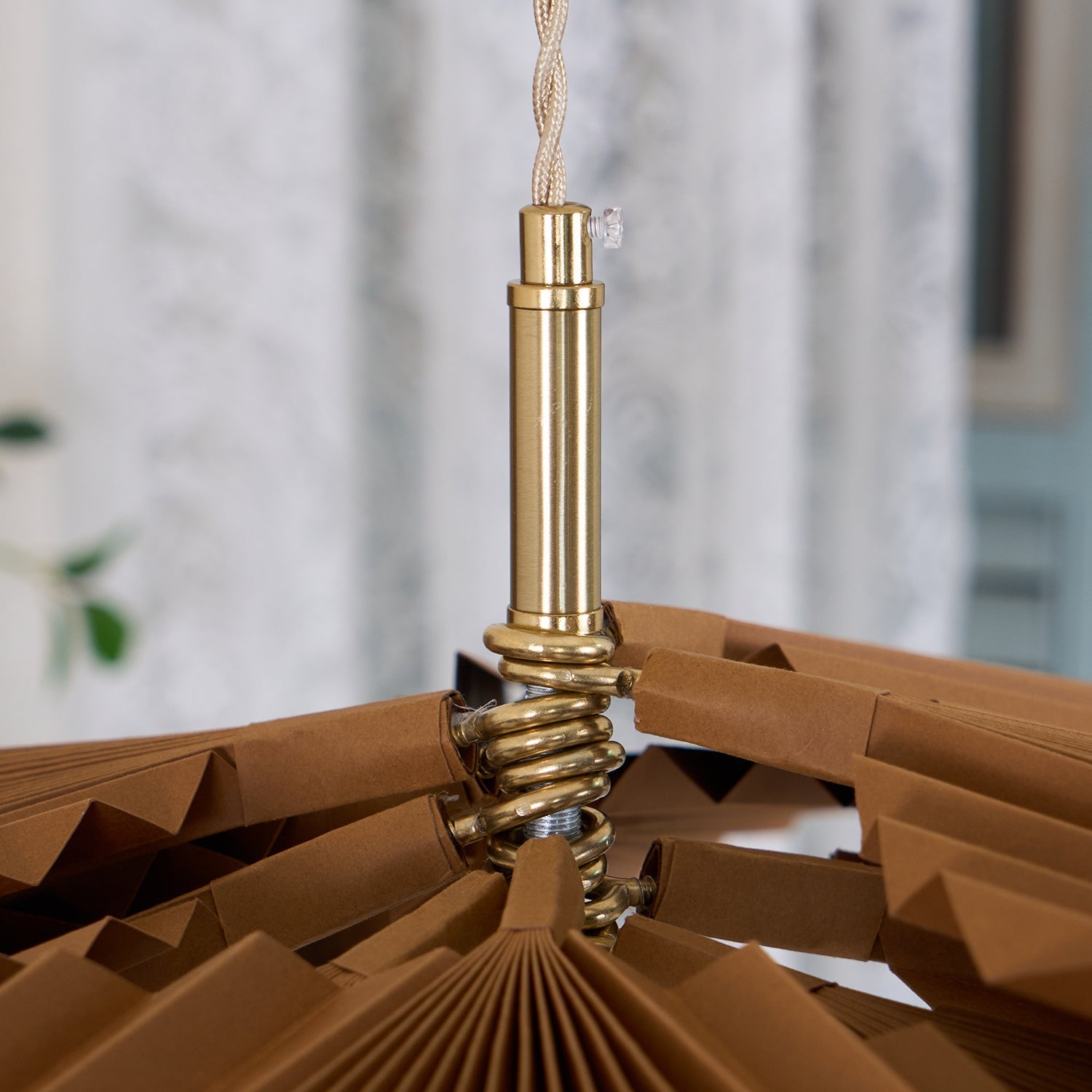 Pendant Light with Pleated Kraft Paper Petal Shade - Neutralighting