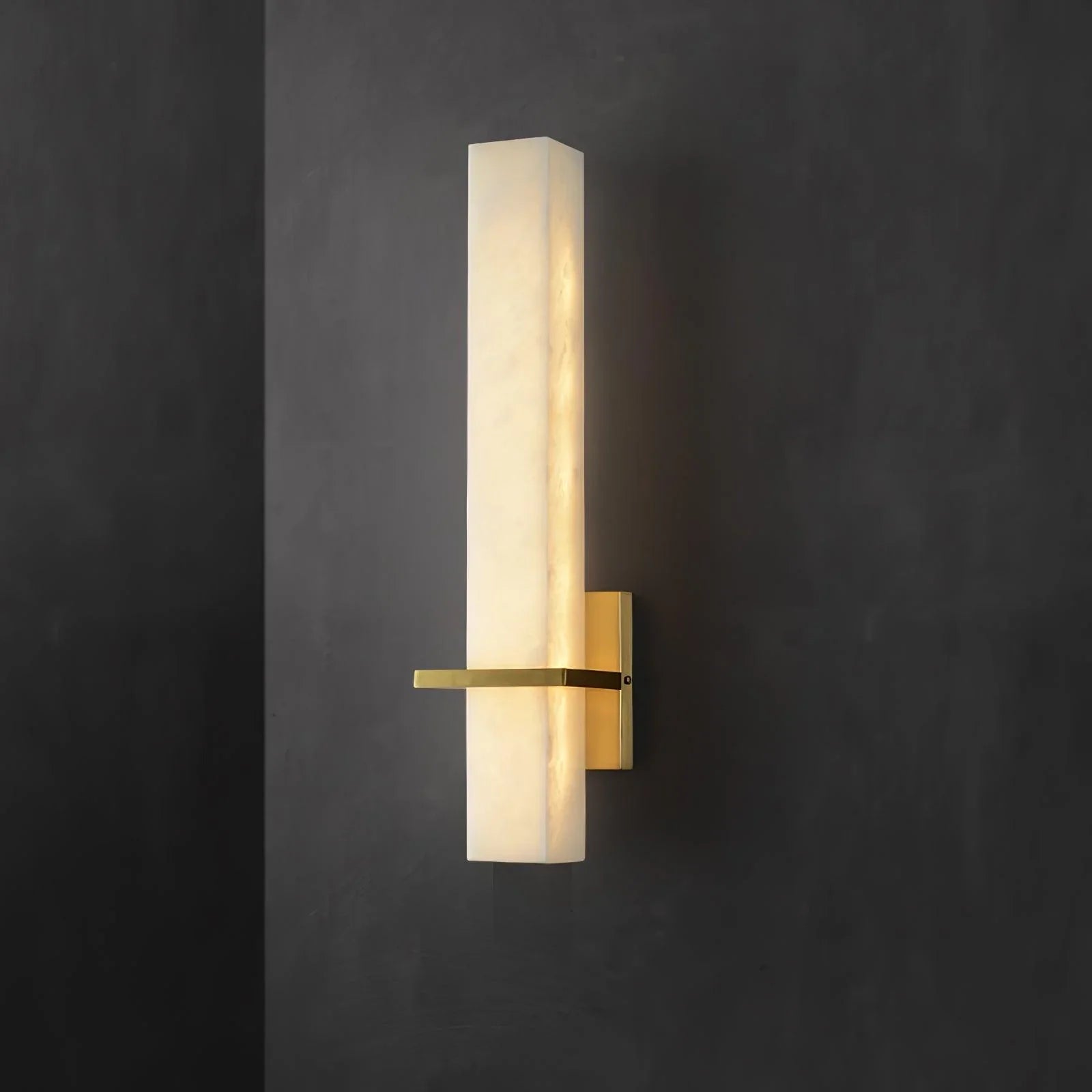 Ritta Wall Lamp White Alabaster Brass Modern Cuboid - Neutralighting