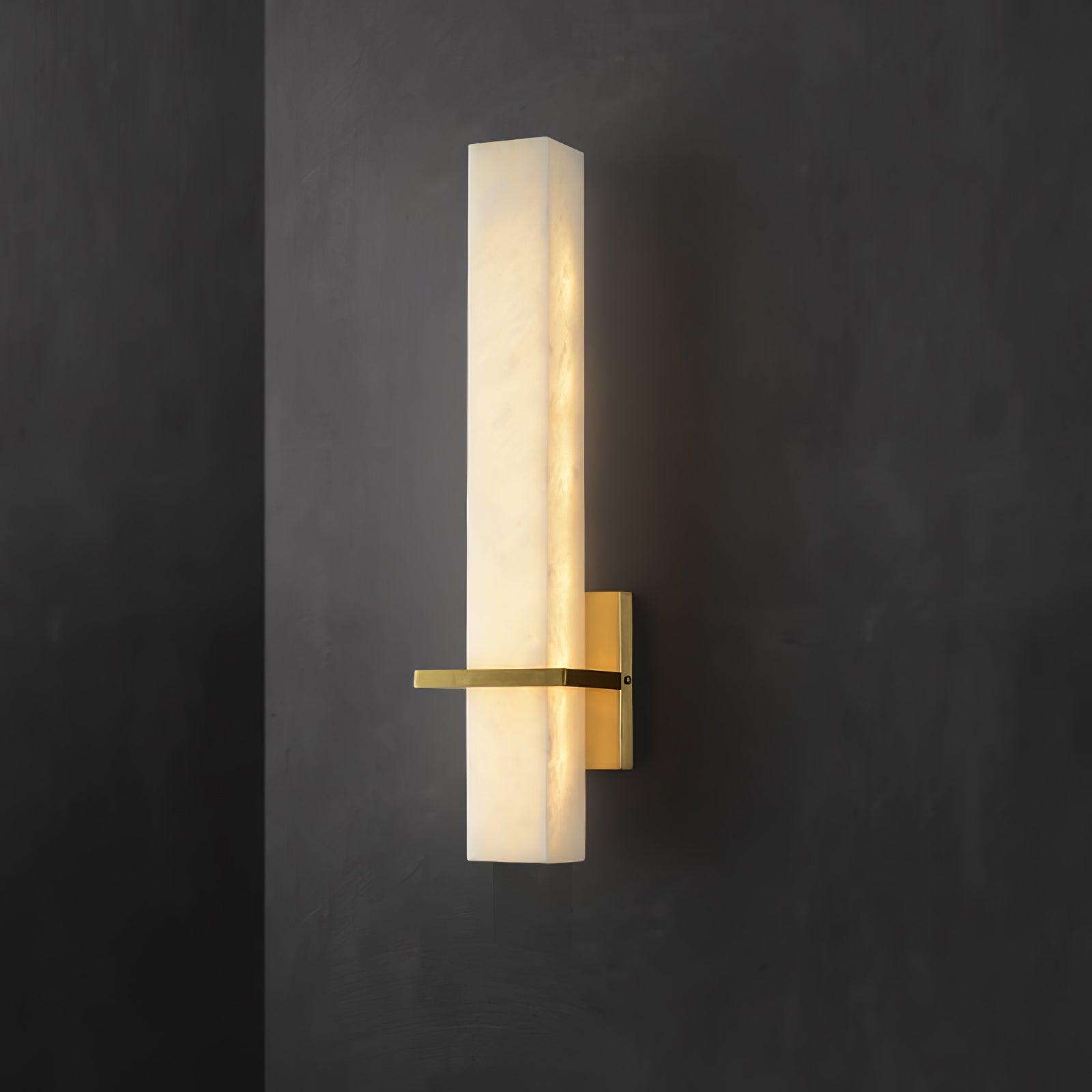 Ritta Wall Lamp White Alabaster Brass Modern Cuboid - Neutralighting