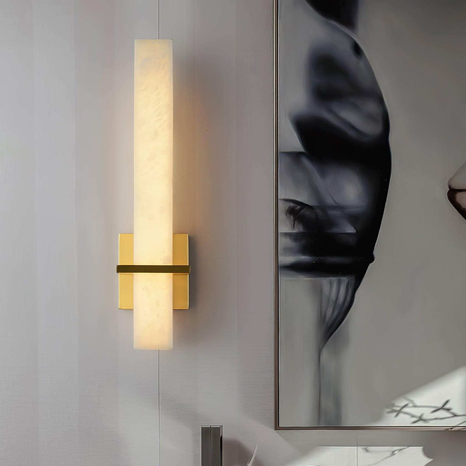 Ritta Wall Lamp White Alabaster Brass Modern Cuboid - Neutralighting