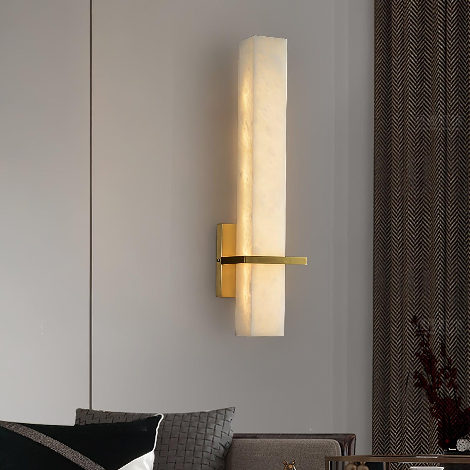 Ritta Wall Lamp White Alabaster Brass Modern Cuboid - Neutralighting