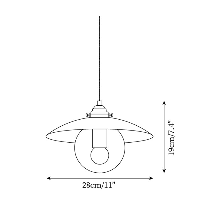 Pendant Light with Metal Disc Shade and Glass Globe Industrial - Neutralighting