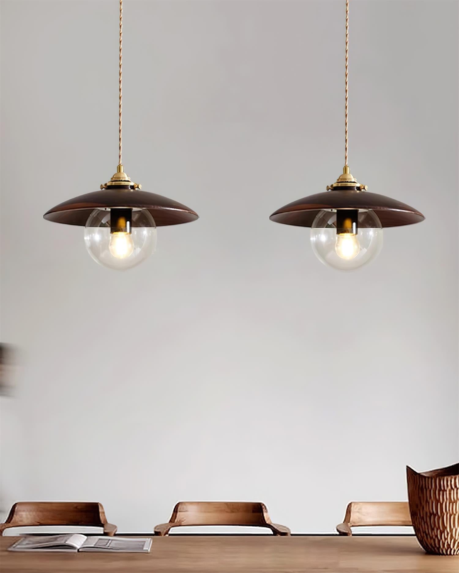 Pendant Light with Metal Disc Shade and Glass Globe Industrial - Neutralighting