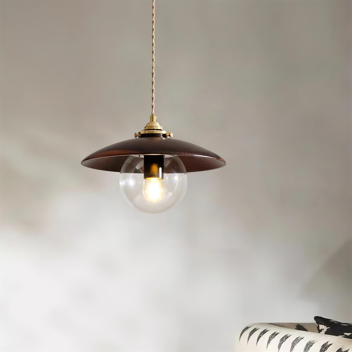 Pendant Light with Metal Disc Shade and Glass Globe Industrial - Neutralighting