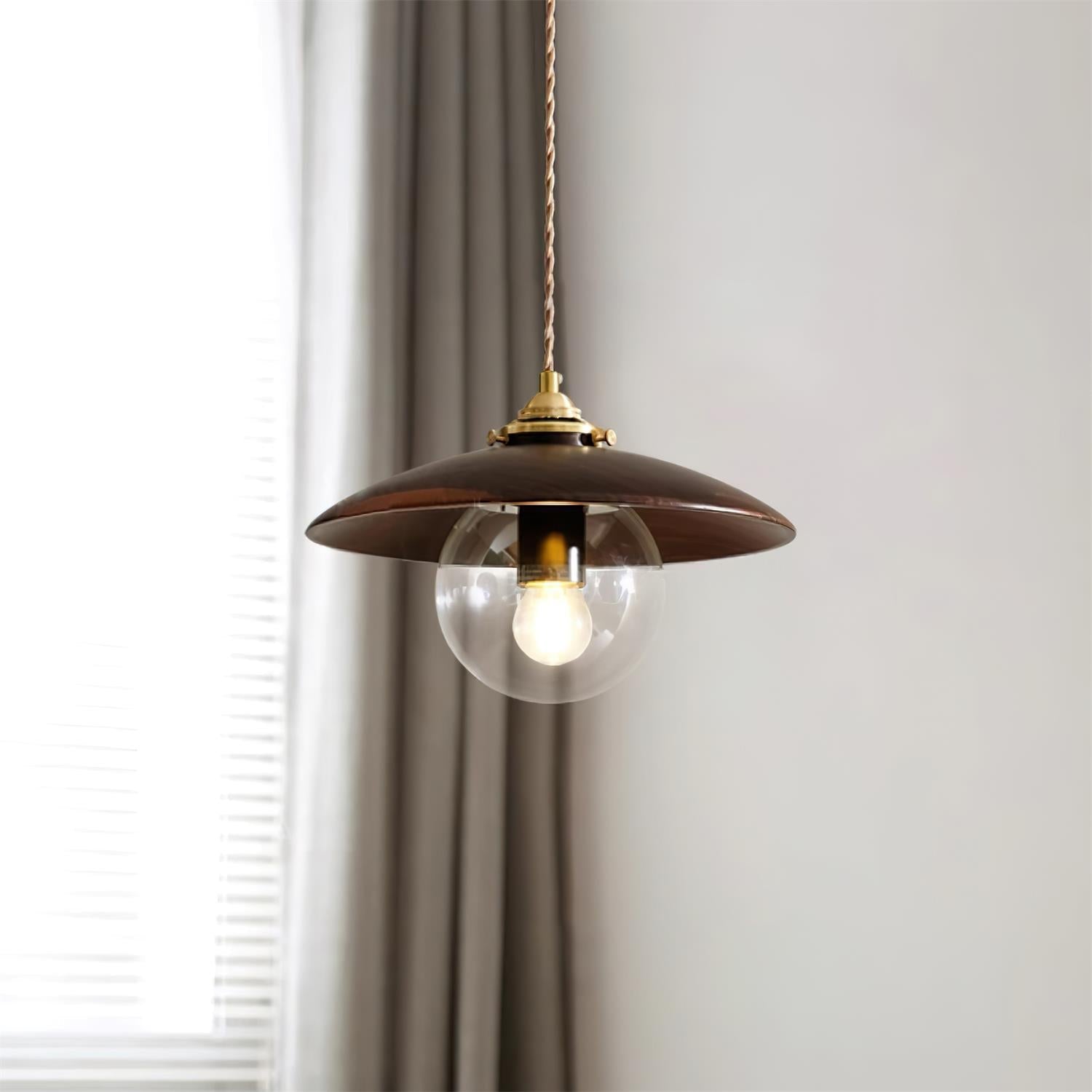 Pendant Light with Metal Disc Shade and Glass Globe Industrial - Neutralighting