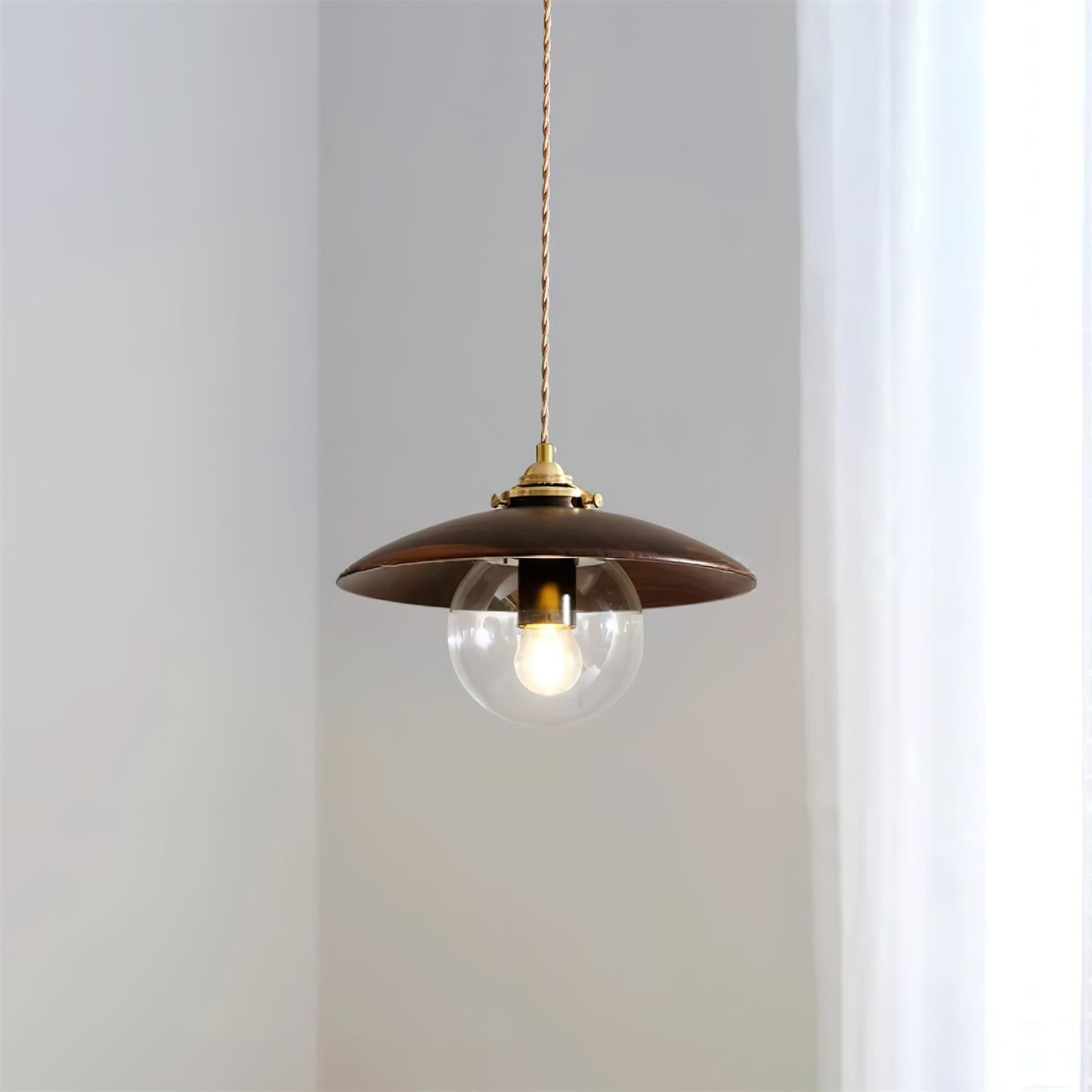 Pendant Light with Metal Disc Shade and Glass Globe Industrial - Neutralighting