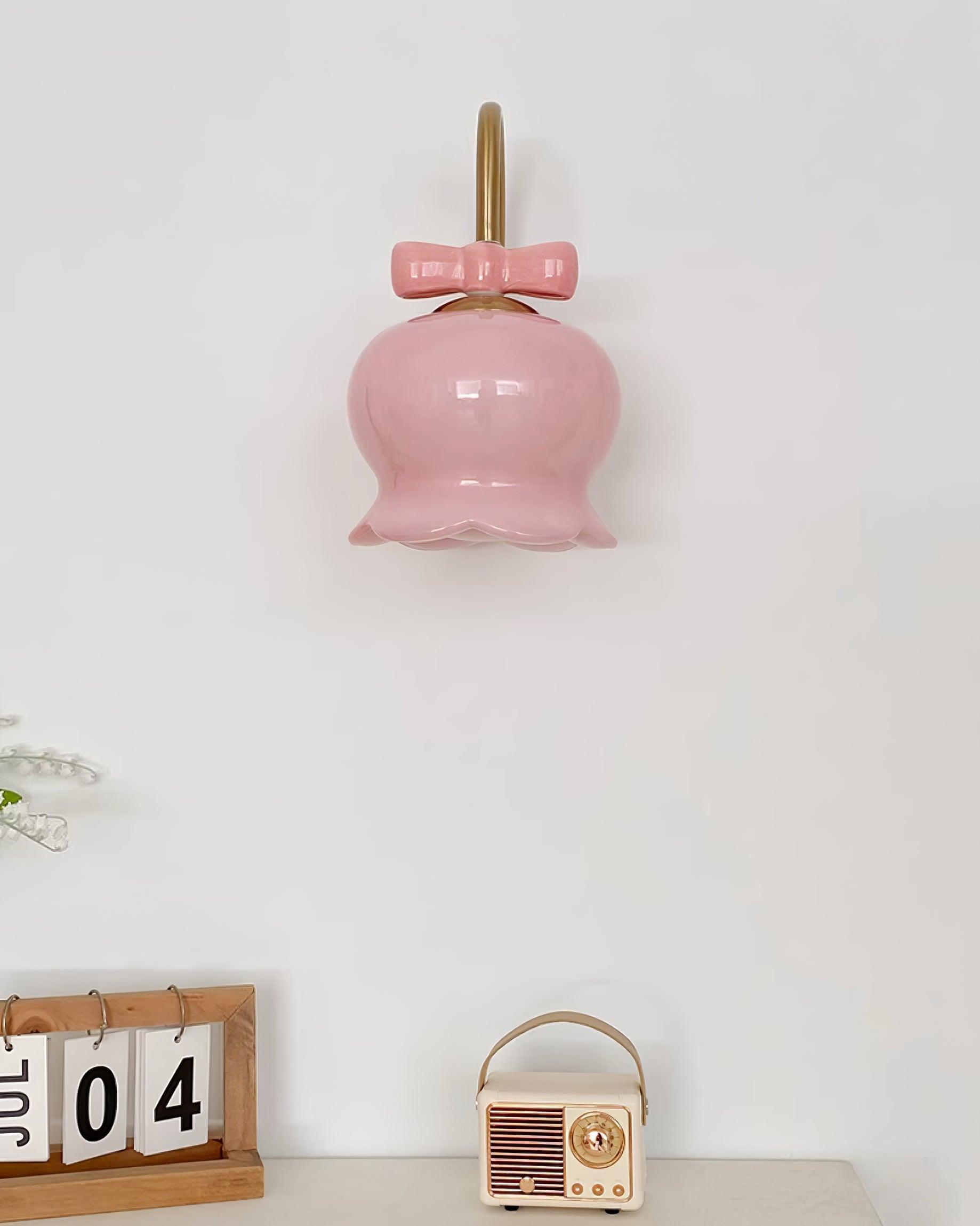 Wall Lamp Bow Accent Bell Glass Shade Playful Modern Kids Room - Neutralighting