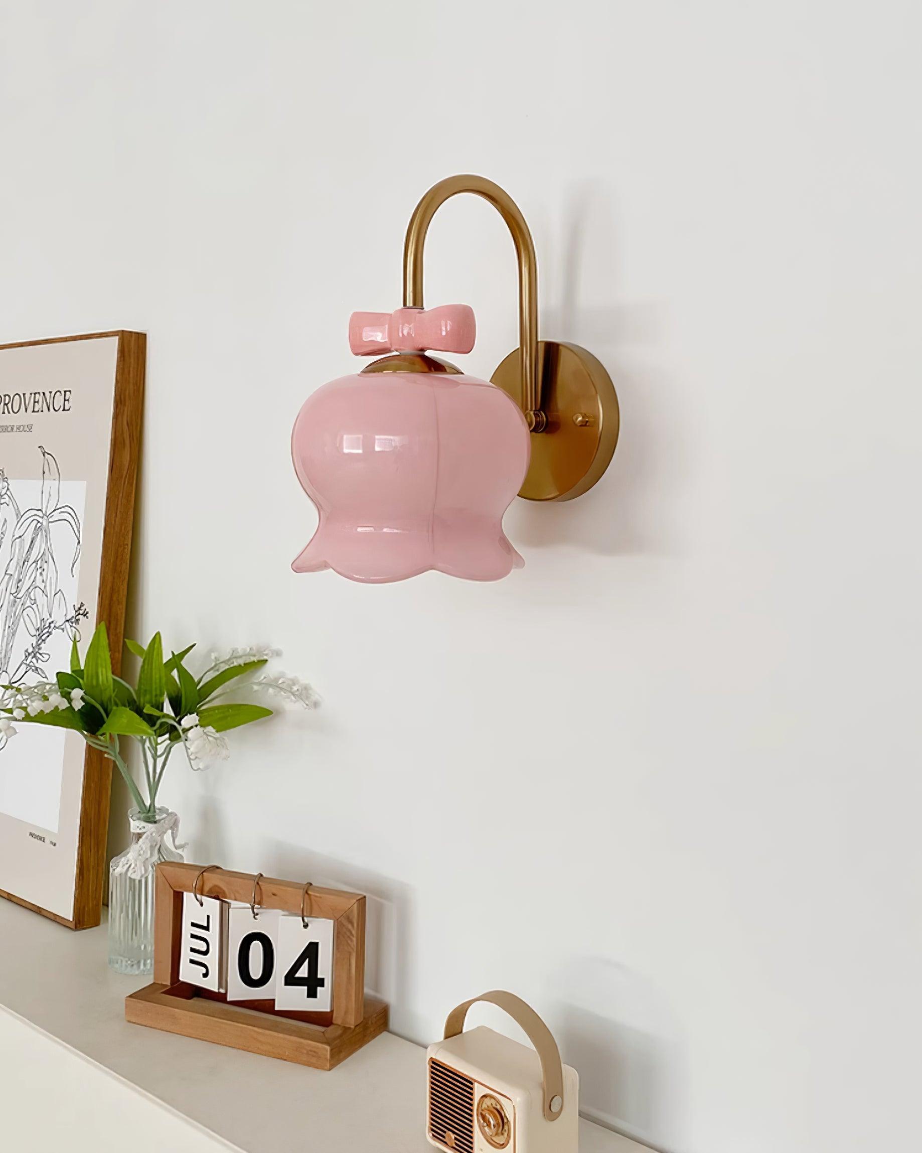 Wall Lamp Bow Accent Bell Glass Shade Playful Modern Kids Room - Neutralighting