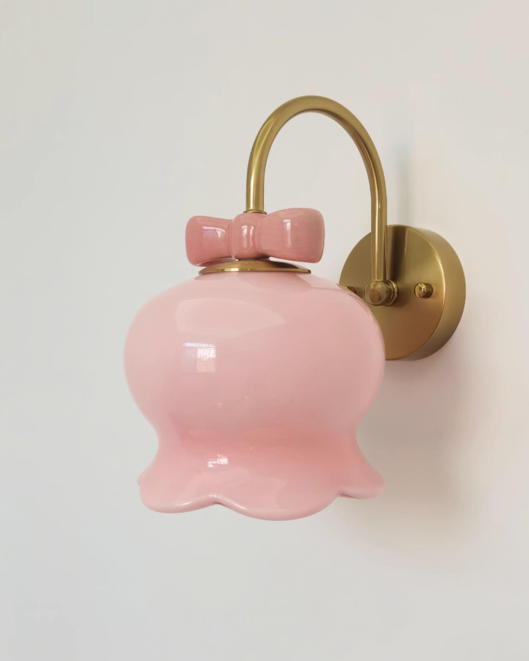Wall Lamp Bow Accent Bell Glass Shade Playful Modern Kids Room - Neutralighting