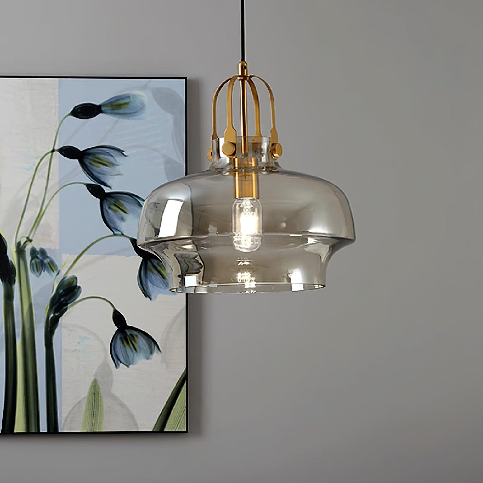 Aurelin Amber Glass Pendant Light with Brass Fittings - Neutralighting