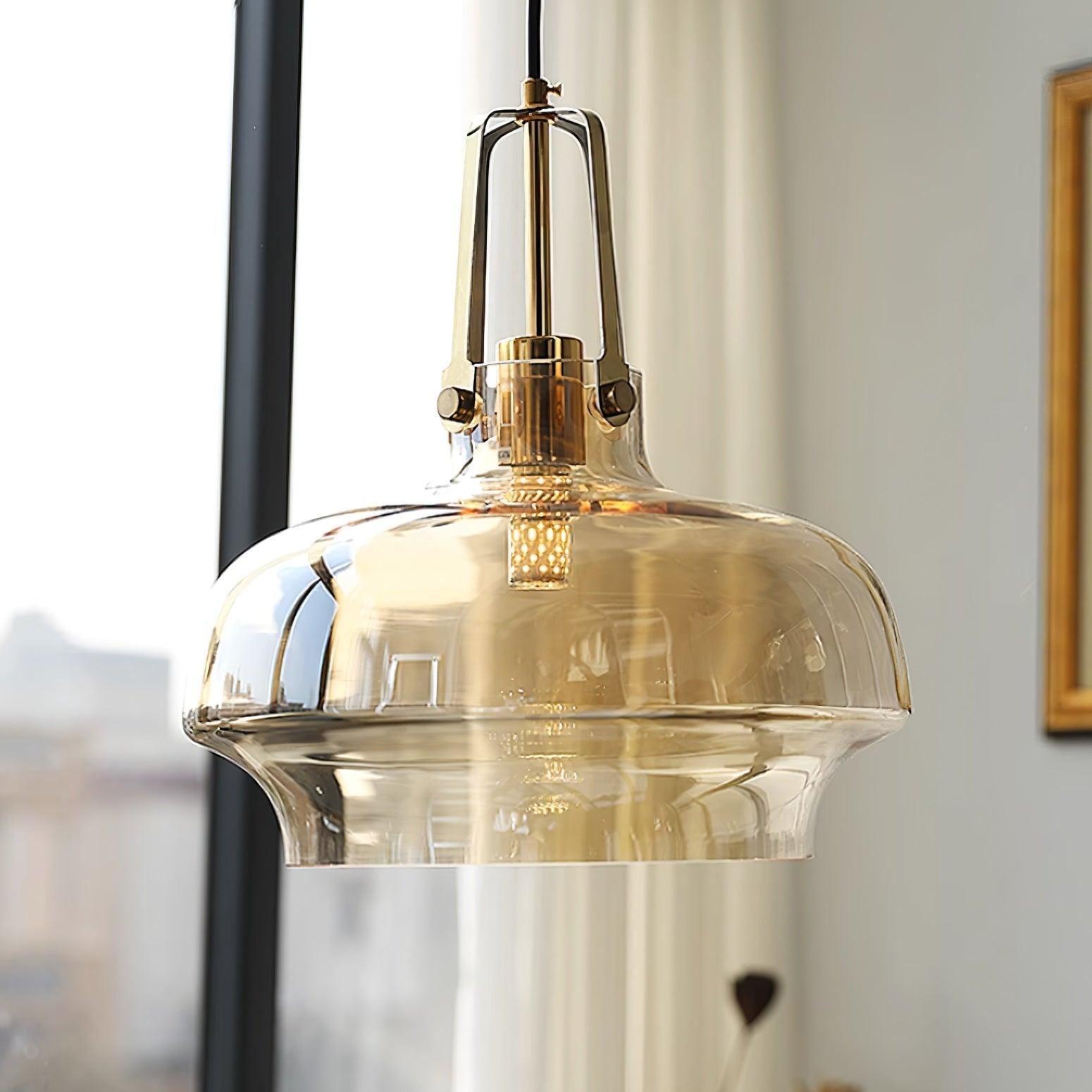Aurelin Amber Glass Pendant Light with Brass Fittings - Neutralighting