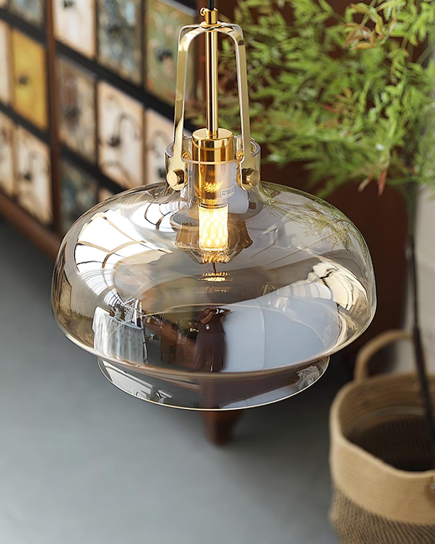 Aurelin Amber Glass Pendant Light with Brass Fittings - Neutralighting