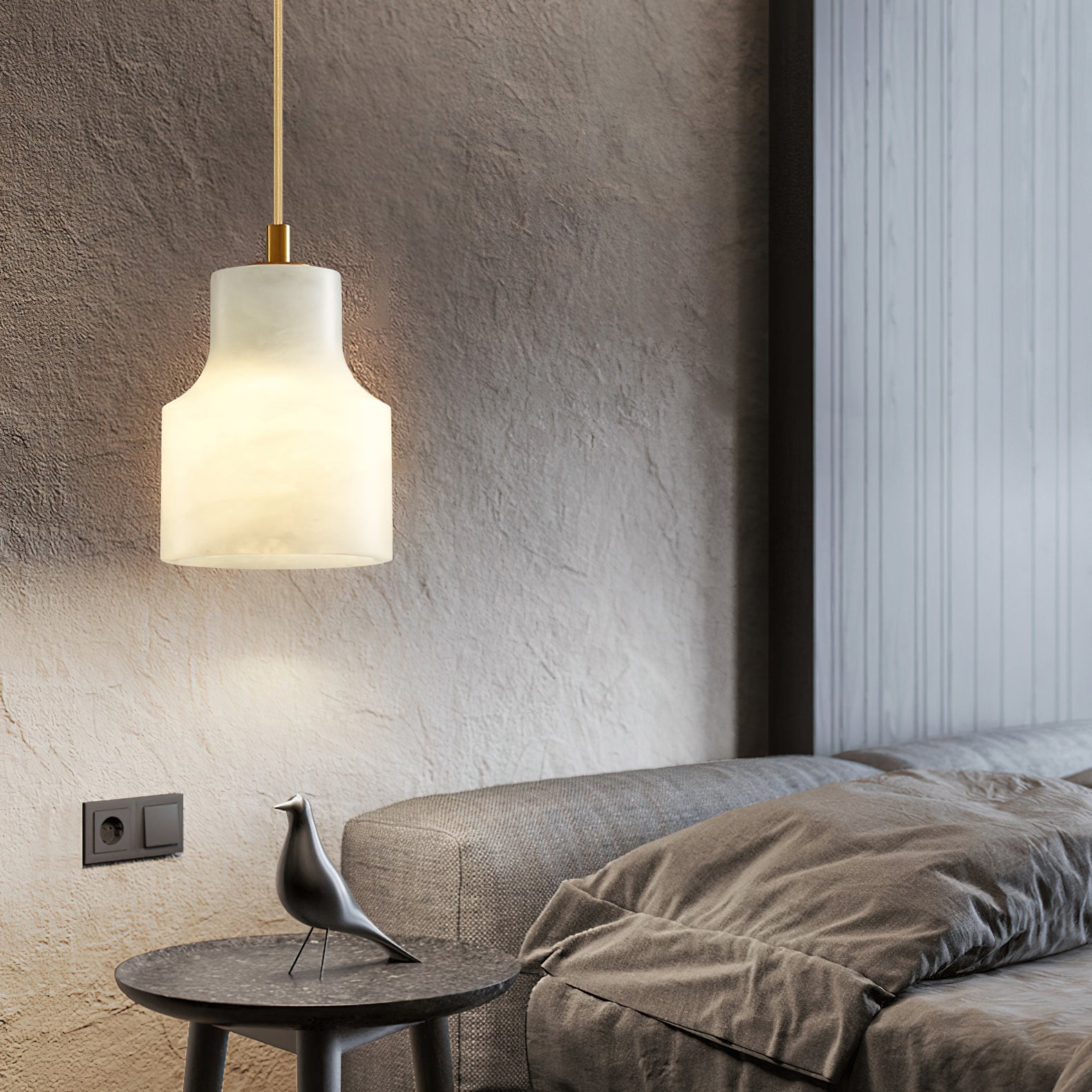 Ritta Alabaster Pendant Light Brass Luxurious - Neutralighting