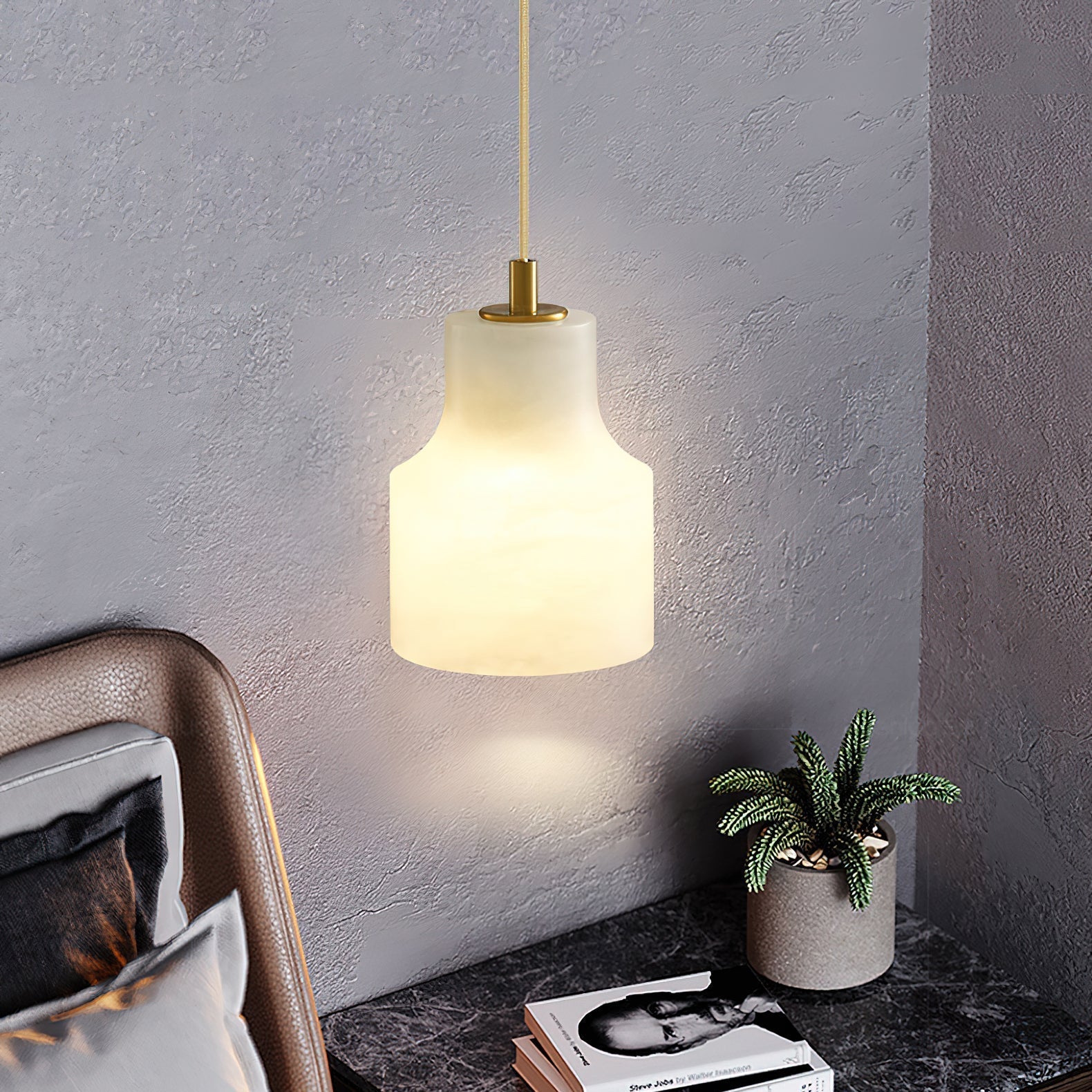 Ritta Alabaster Pendant Light Brass Luxurious - Neutralighting