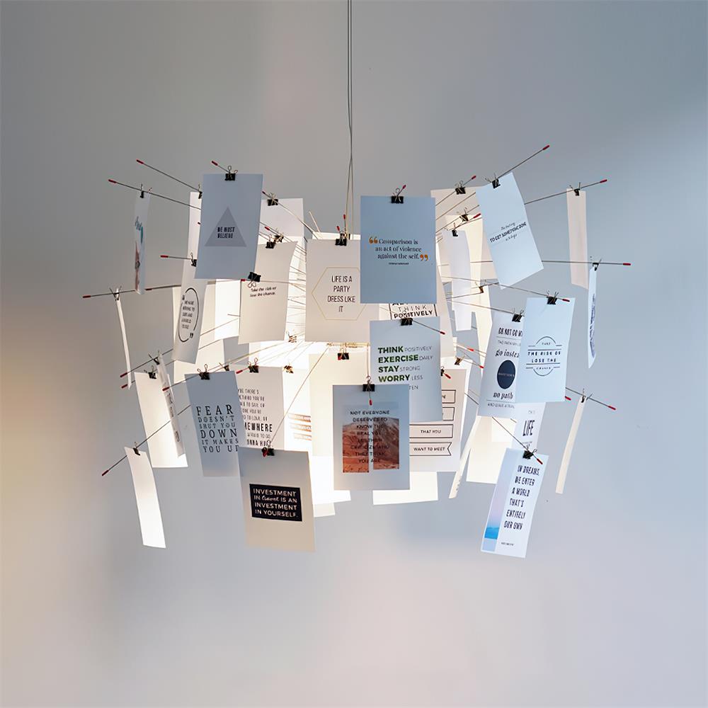 Chandelier Paper and Metal Colorful White Cards Whimsical Modern - Neutralighting