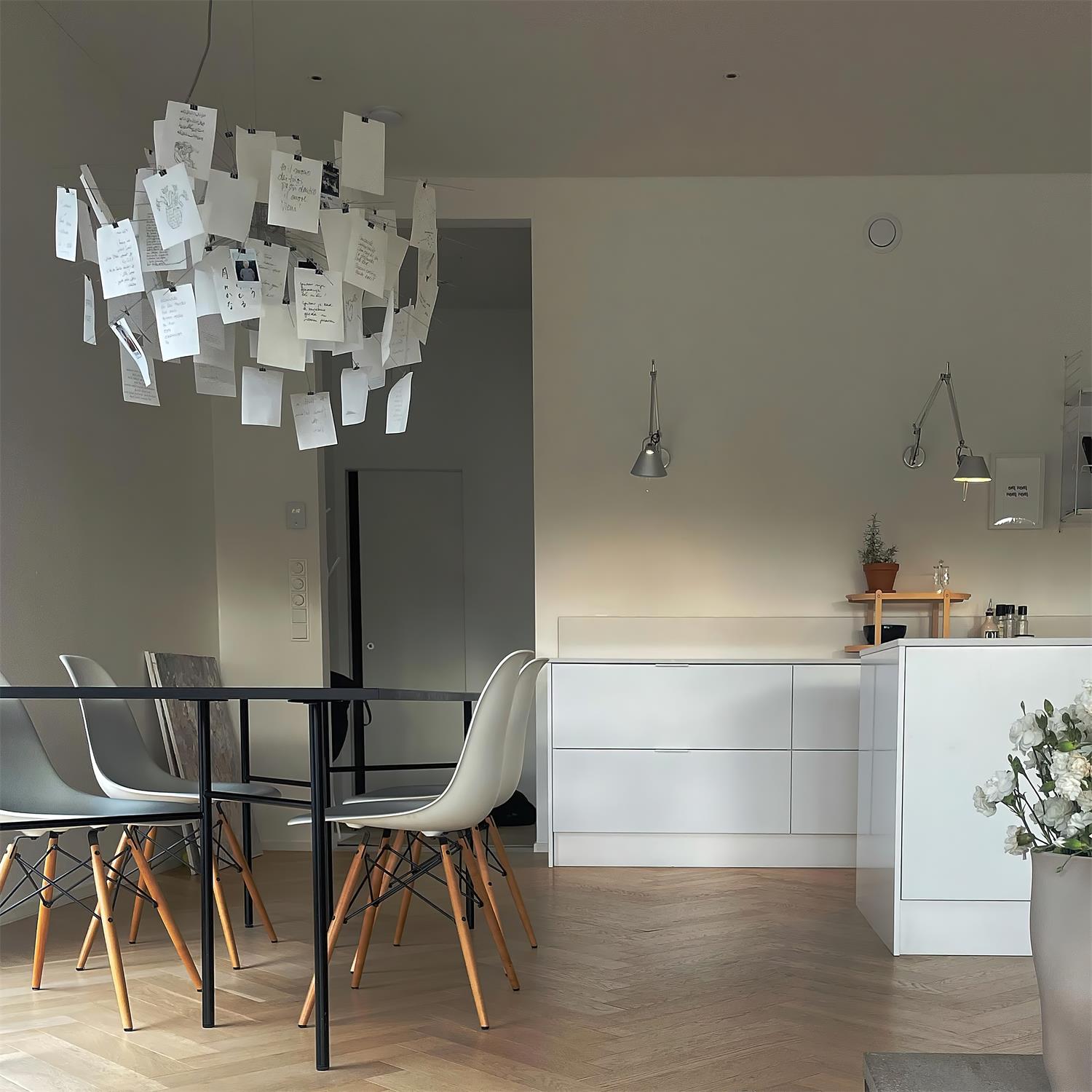 Chandelier Paper and Metal Colorful White Cards Whimsical Modern - Neutralighting