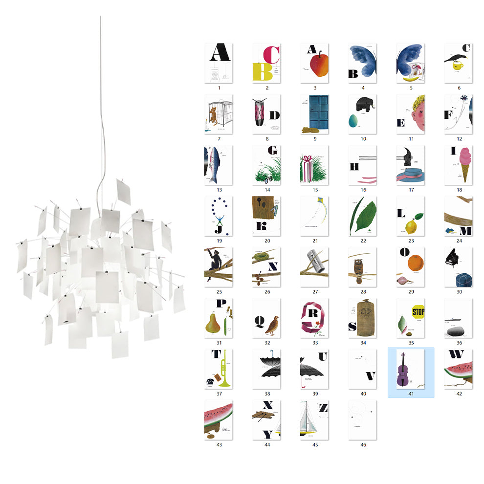 Chandelier Paper and Metal Colorful White Cards Whimsical Modern - Neutralighting