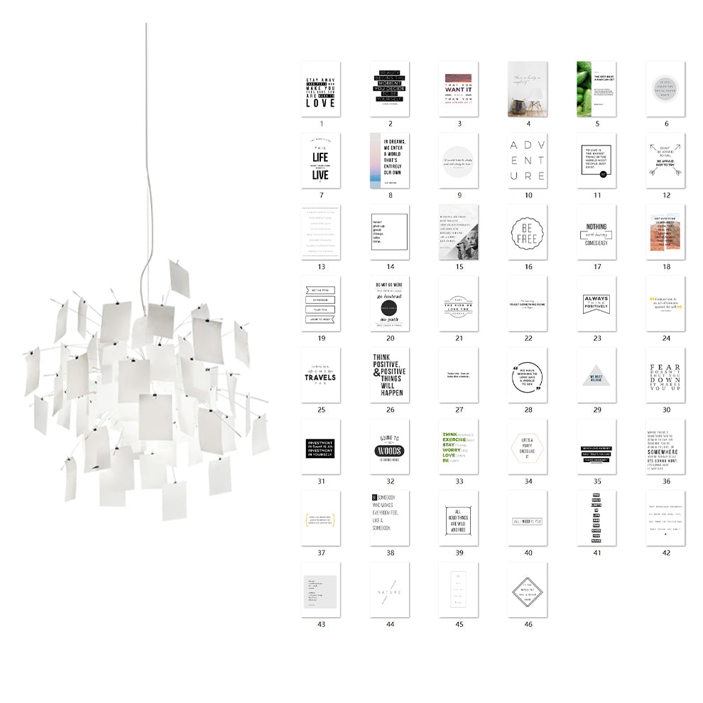 Chandelier Paper and Metal Colorful White Cards Whimsical Modern - Neutralighting