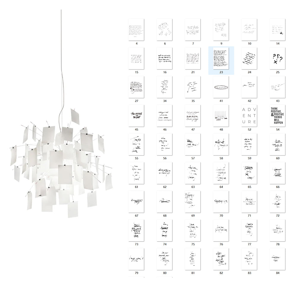 Chandelier Paper and Metal Colorful White Cards Whimsical Modern - Neutralighting