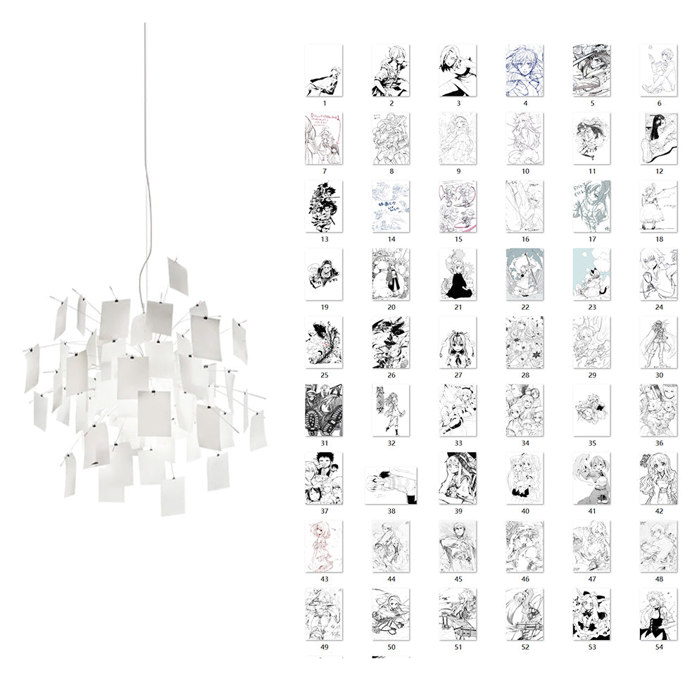 Chandelier Paper and Metal Colorful White Cards Whimsical Modern - Neutralighting
