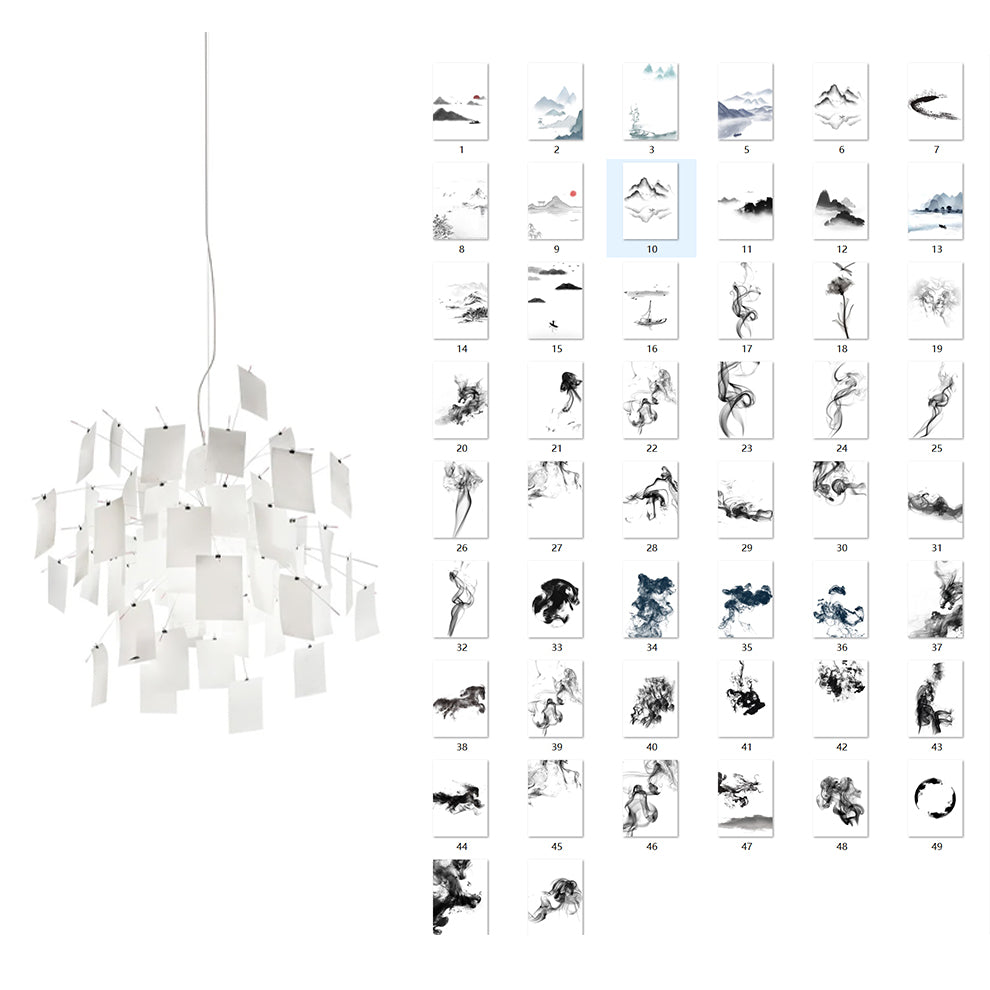 Chandelier Paper and Metal Colorful White Cards Whimsical Modern - Neutralighting