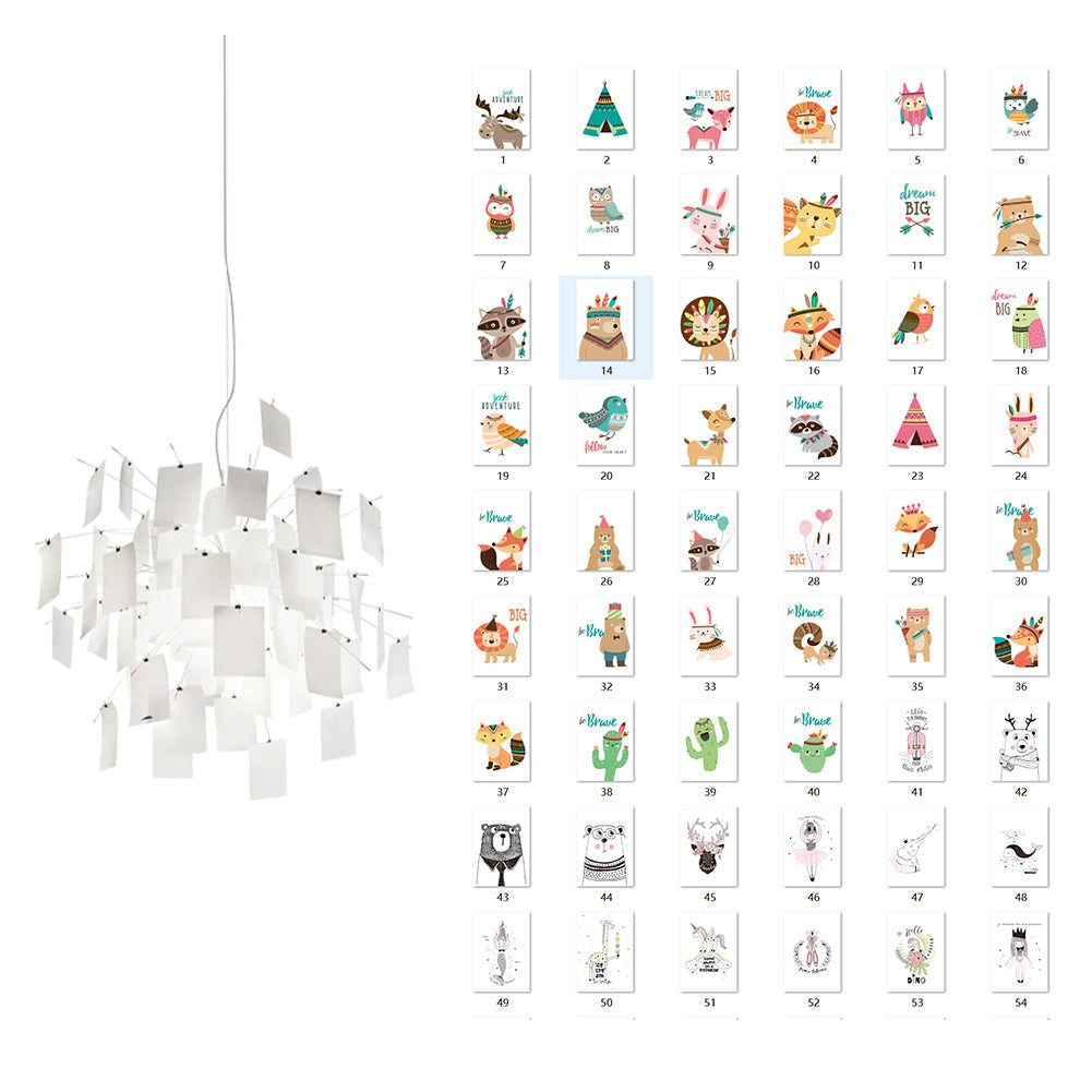 Chandelier Paper and Metal Colorful White Cards Whimsical Modern - Neutralighting