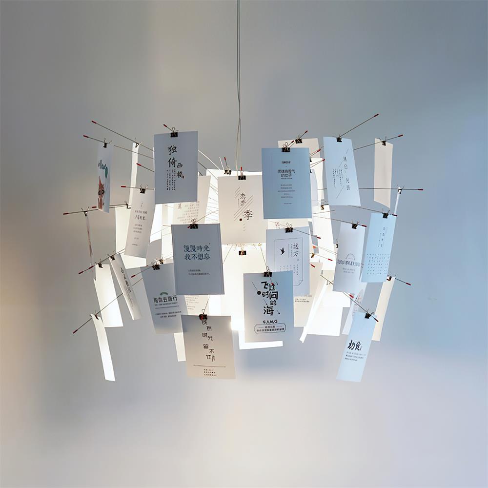Chandelier Paper and Metal Colorful White Cards Whimsical Modern - Neutralighting